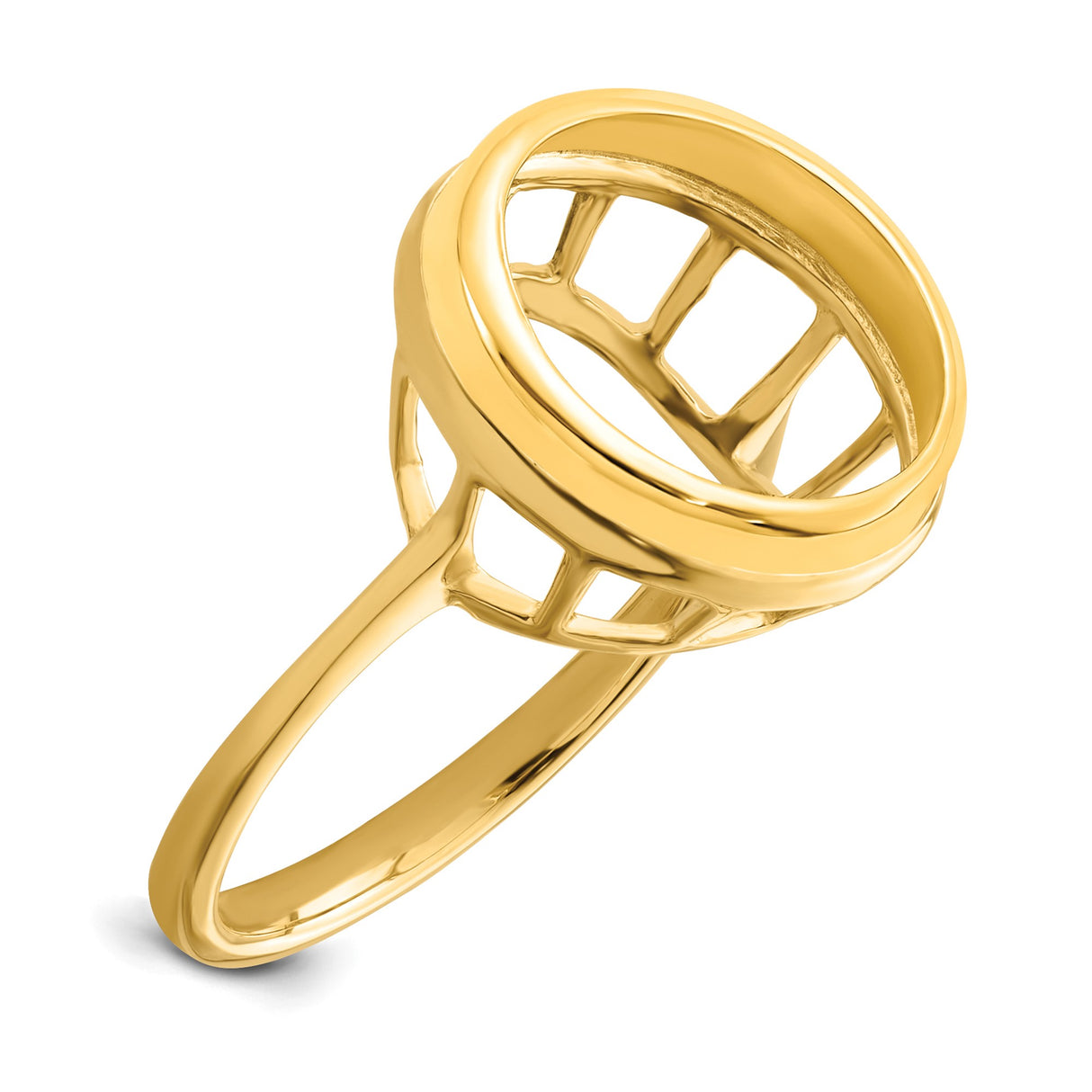 13 mm 14k Yellow Gold coin bezel ring for US $1 Indian Princess Type 1