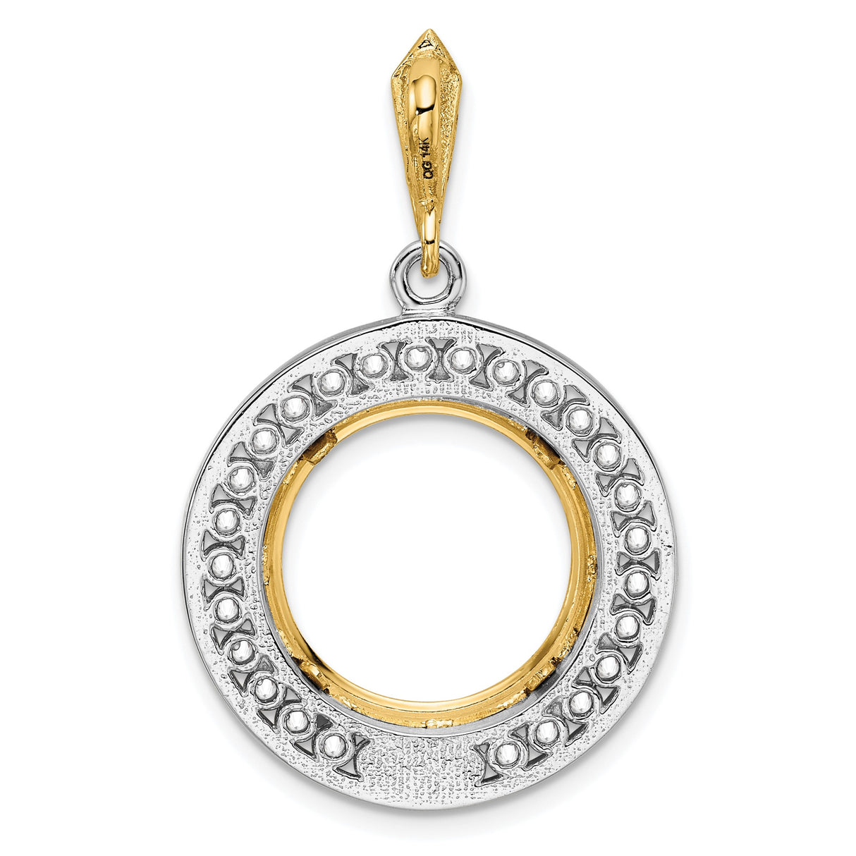15 mm 14k Multi-Tone Gold coin bezel pendant for US $1 Indian Princess Type 2 — additional image