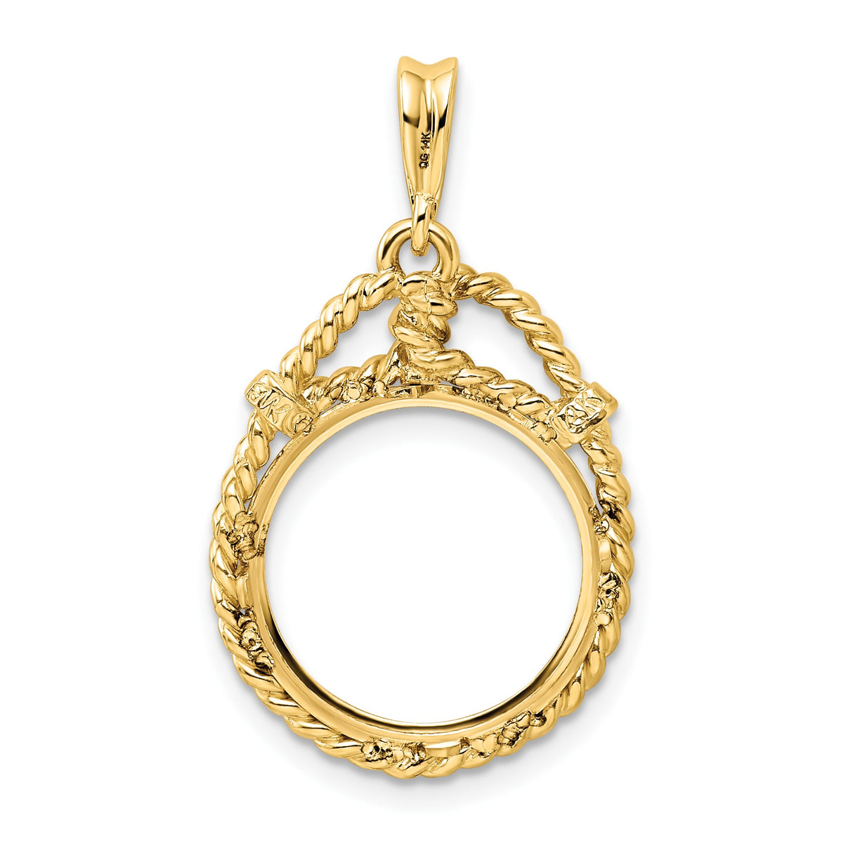 15 mm 14k Yellow Gold coin bezel pendant for US $1 Indian Princess Type 2 — additional image