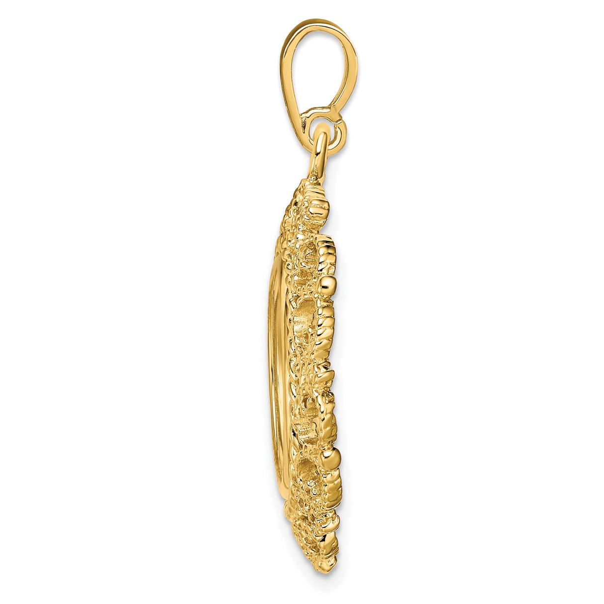 15 mm 14k Yellow Gold coin bezel pendant for US $1 Indian Princess Type 3 — alternate view