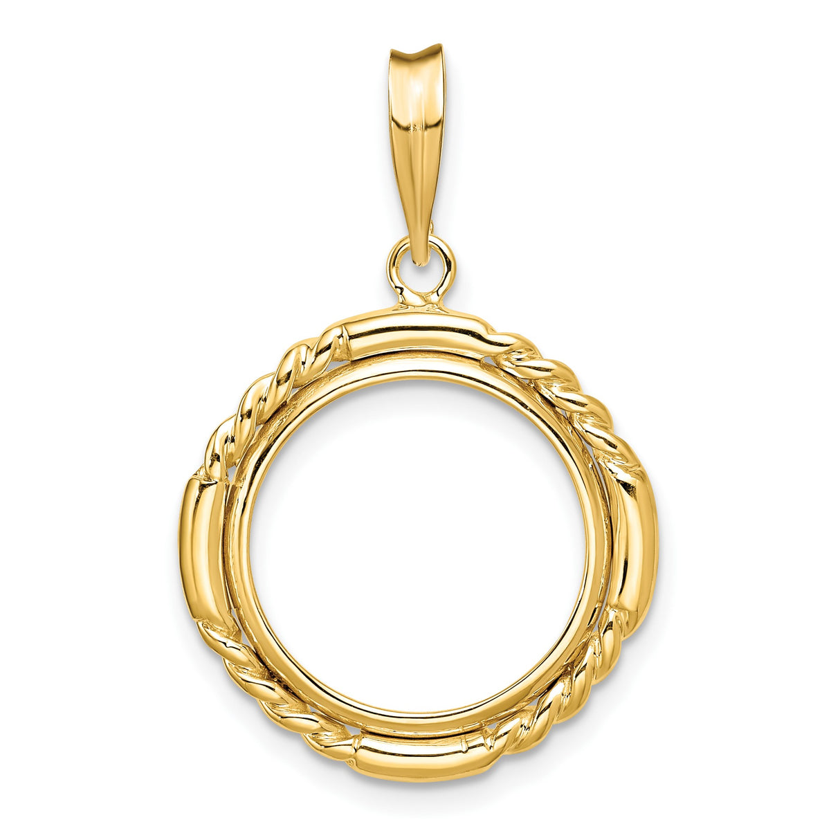 15 mm 14k Yellow Gold coin bezel pendant for US $1 Indian Princess Type 3