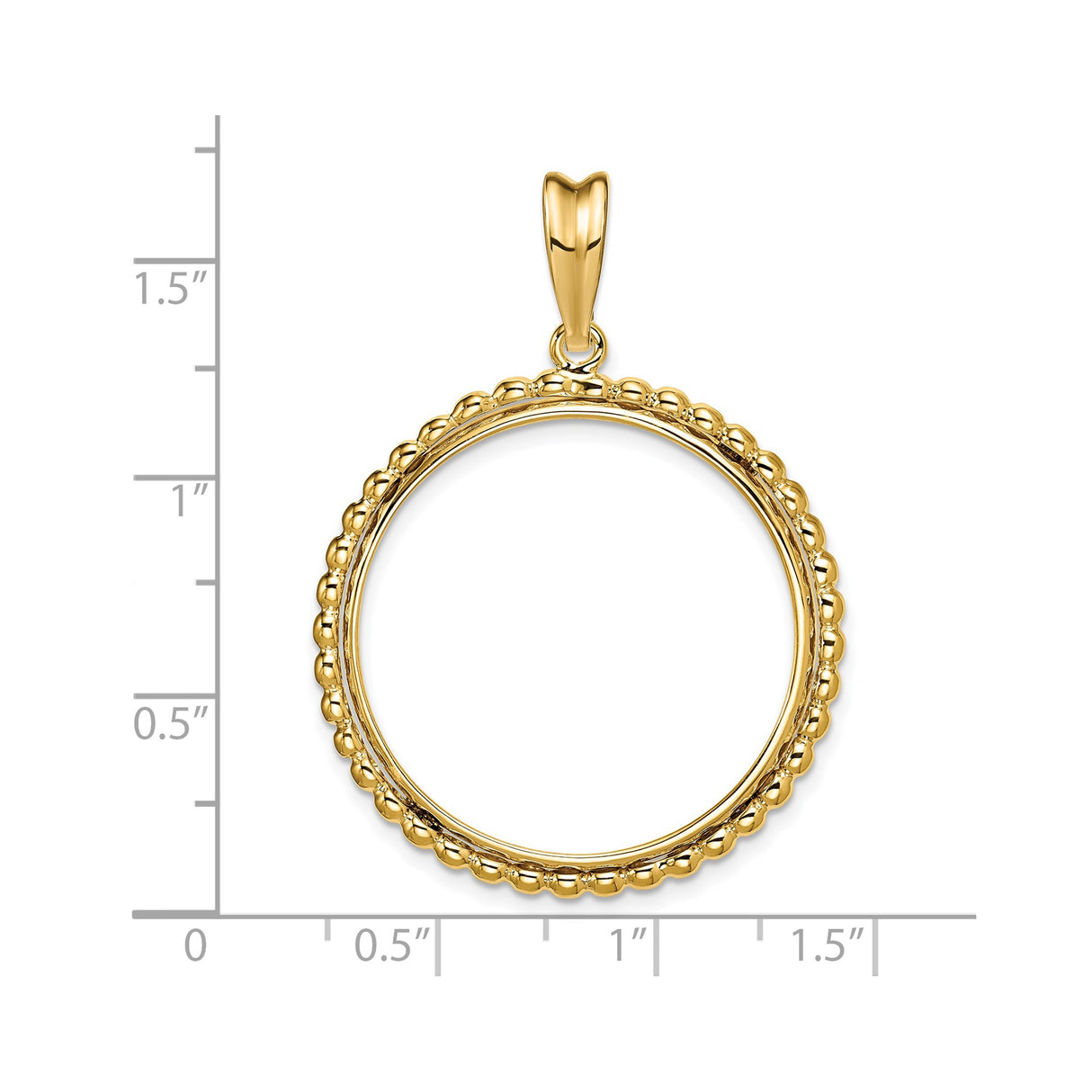 27 mm 14k Yellow Gold coin bezel pendant for US $10 Indian Head Eagle β size reference (ruler)