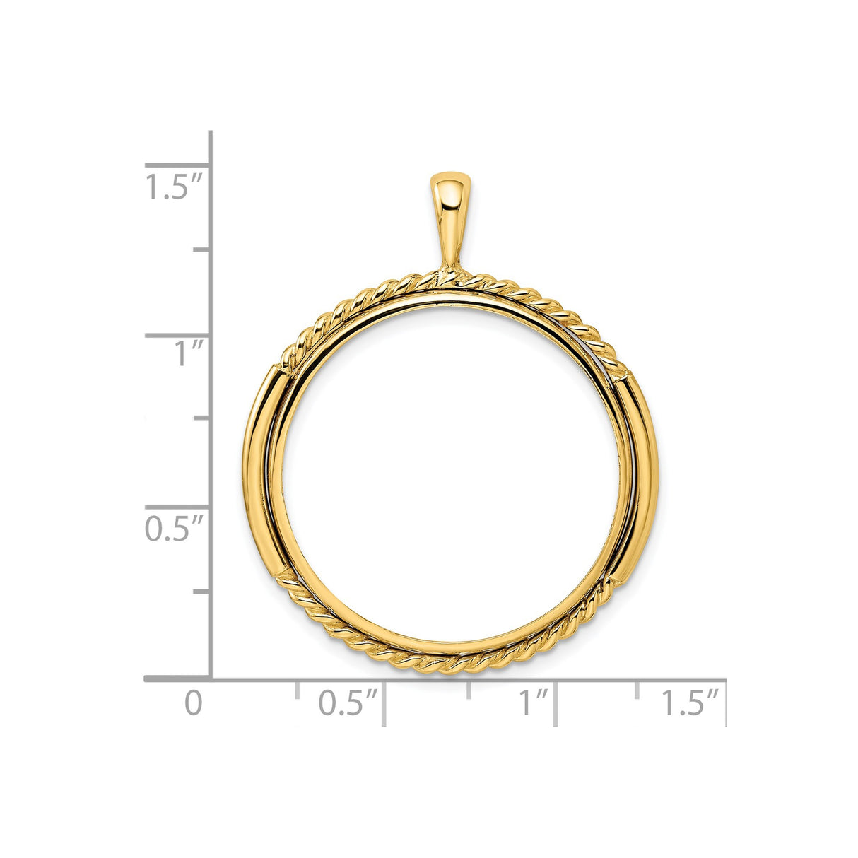 27 mm 14k Yellow Gold coin bezel pendant for US $10 Indian Head Eagle β size reference (ruler)