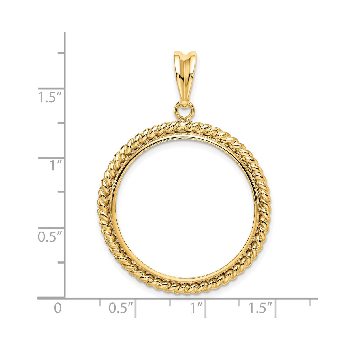 27 mm 14k Yellow Gold coin bezel pendant for US $10 Indian Head Eagle β size reference (ruler)