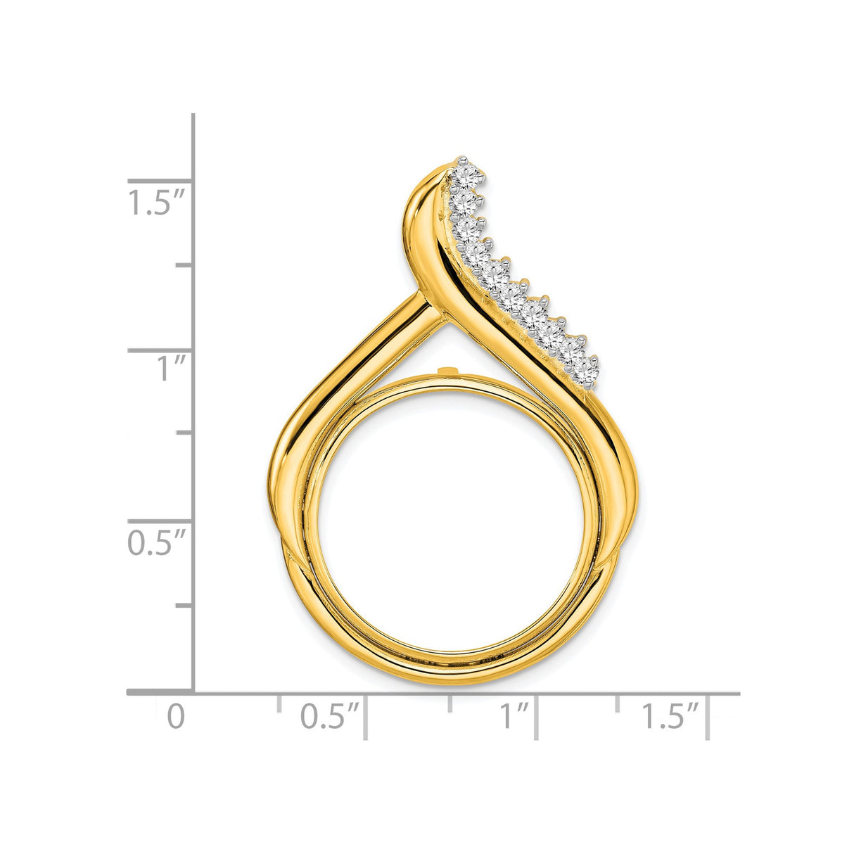 22 mm 14k Yellow Gold coin bezel pendant for US $5 Indian Head Half Eagle β size reference (ruler)