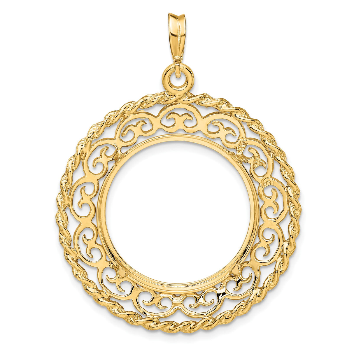 22 mm 14k Yellow Gold coin bezel pendant for US $5 Indian Head Half Eagle β additional image