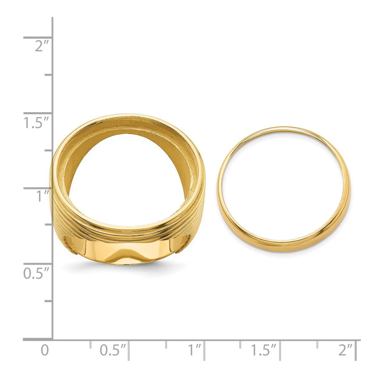 22 mm 14k Yellow Gold coin bezel ring for US $5 Indian Head Half Eagle β size reference (ruler)