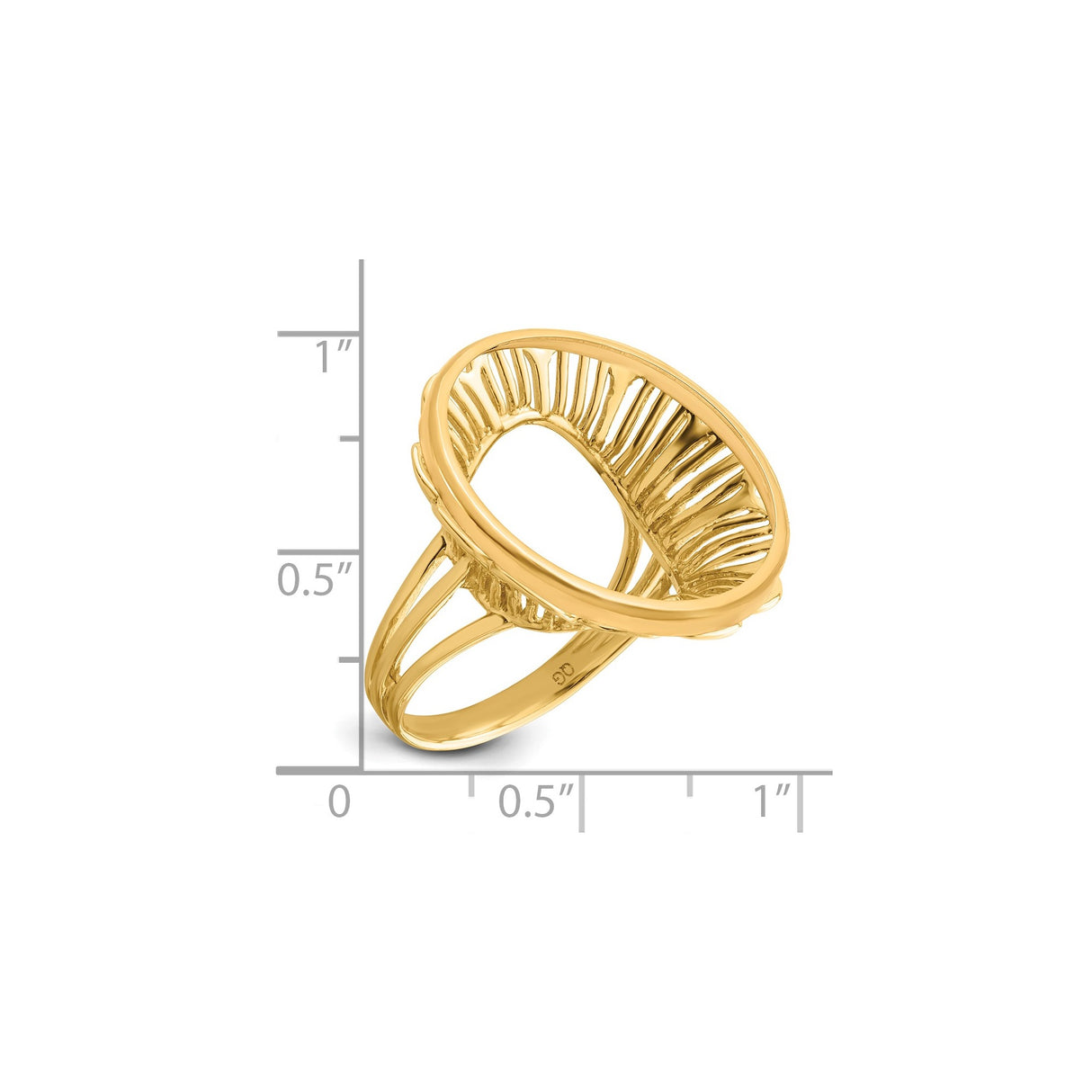 22 mm 14k Yellow Gold coin bezel ring for US $5 Indian Head Half Eagle β size reference (ruler)