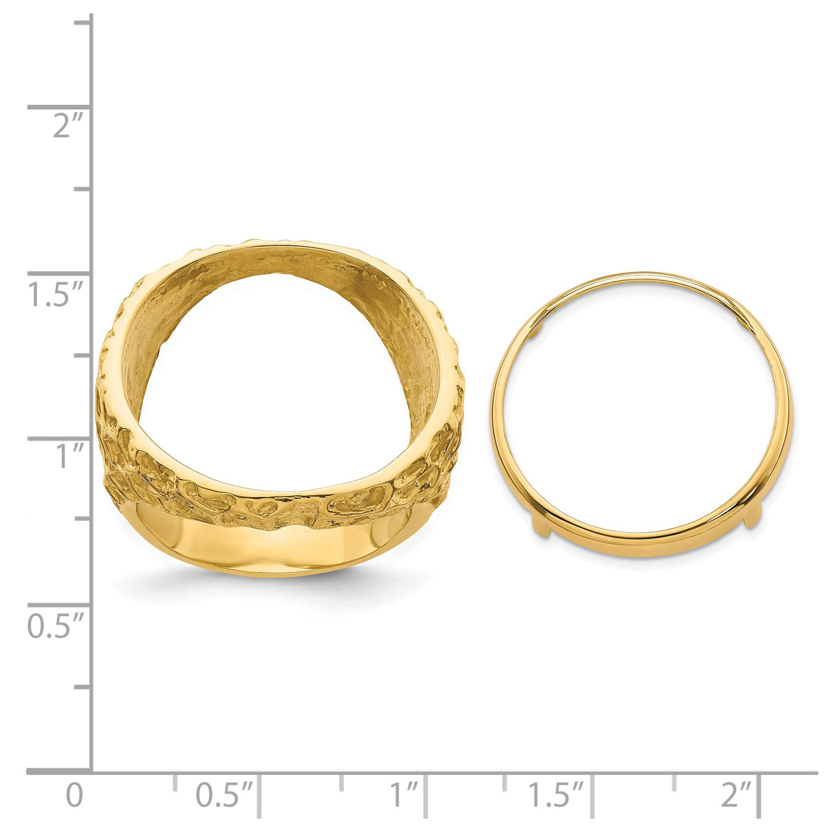 22 mm 14k Yellow Gold coin bezel ring for US $5 Indian Head Half Eagle β size reference (ruler)