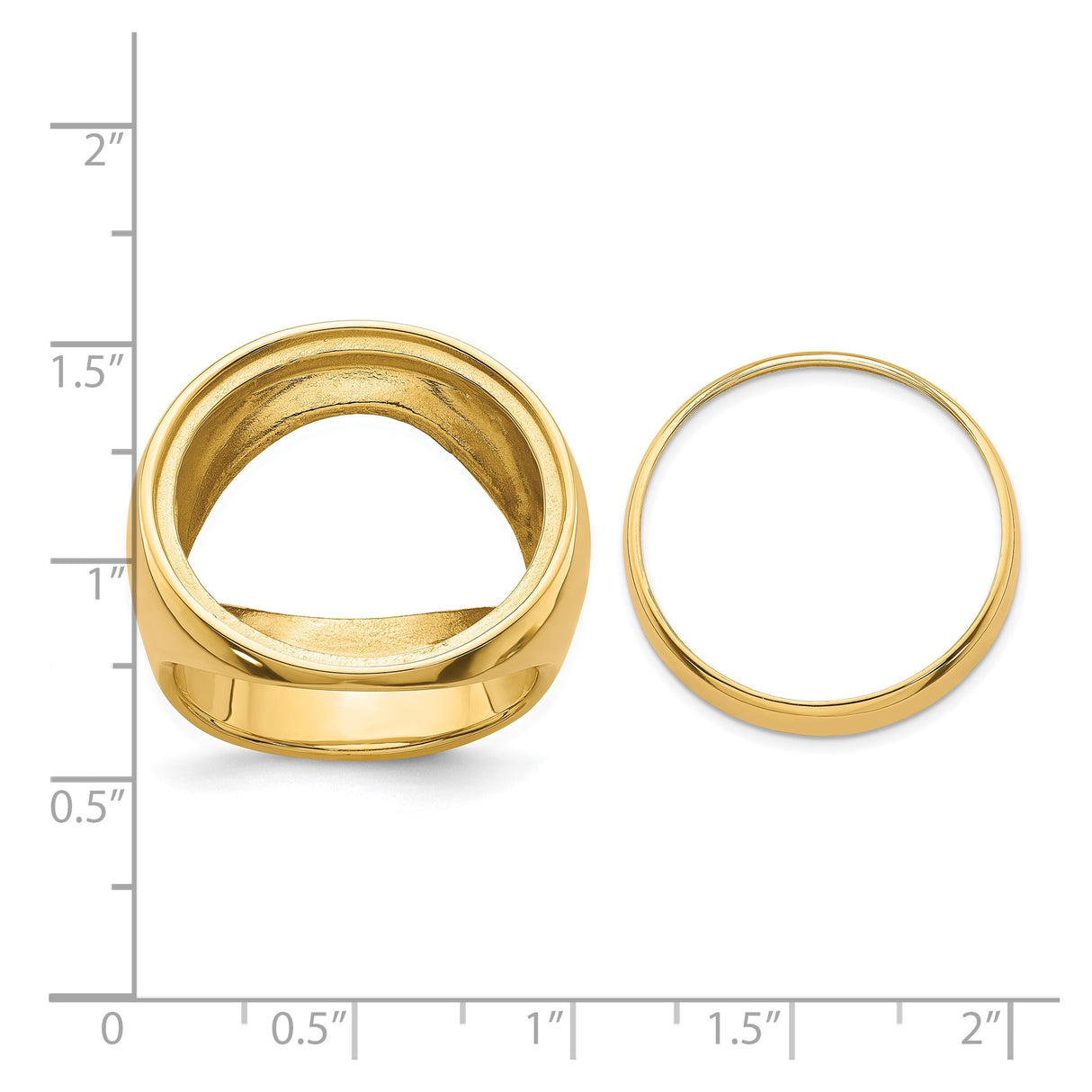 22 mm 14k Yellow Gold coin bezel ring for US $5 Indian Head Half Eagle β size reference (ruler)