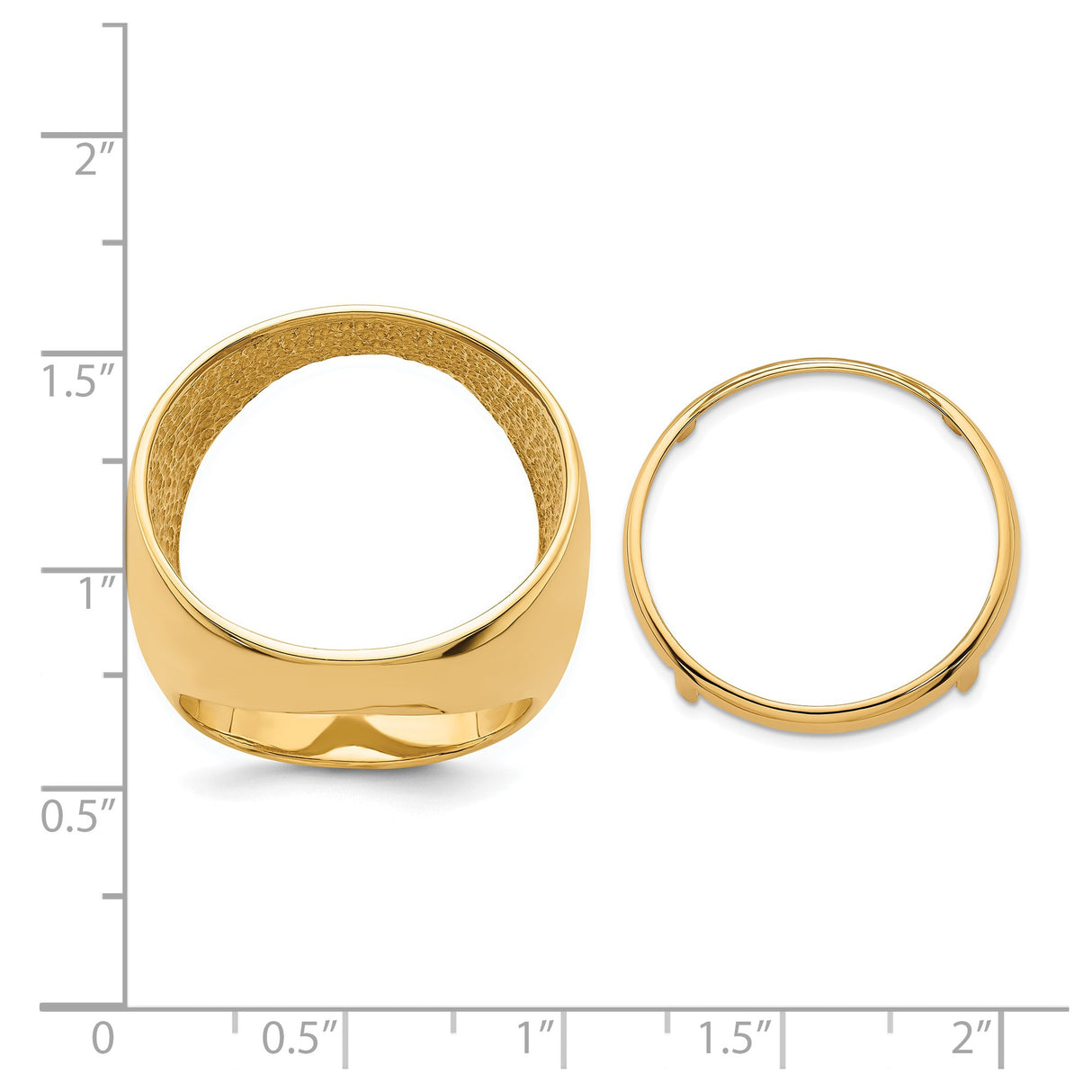 22 mm 14k Yellow Gold coin bezel ring for US $5 Indian Head Half Eagle β size reference (ruler)