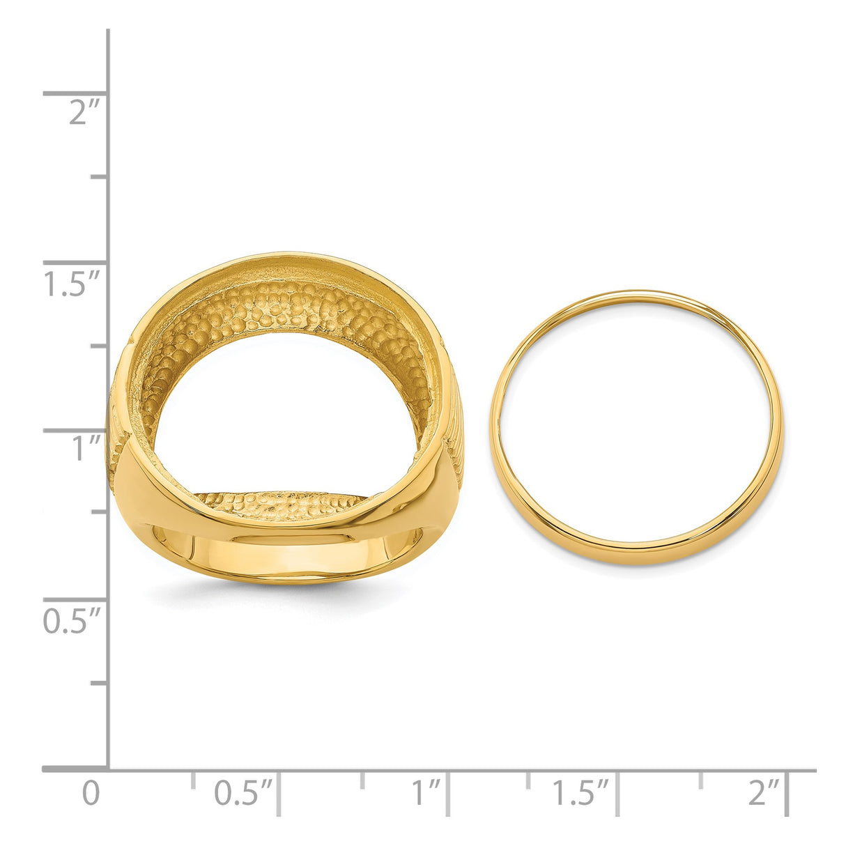 22 mm 14k Yellow Gold coin bezel ring for US $5 Indian Head Half Eagle β size reference (ruler)