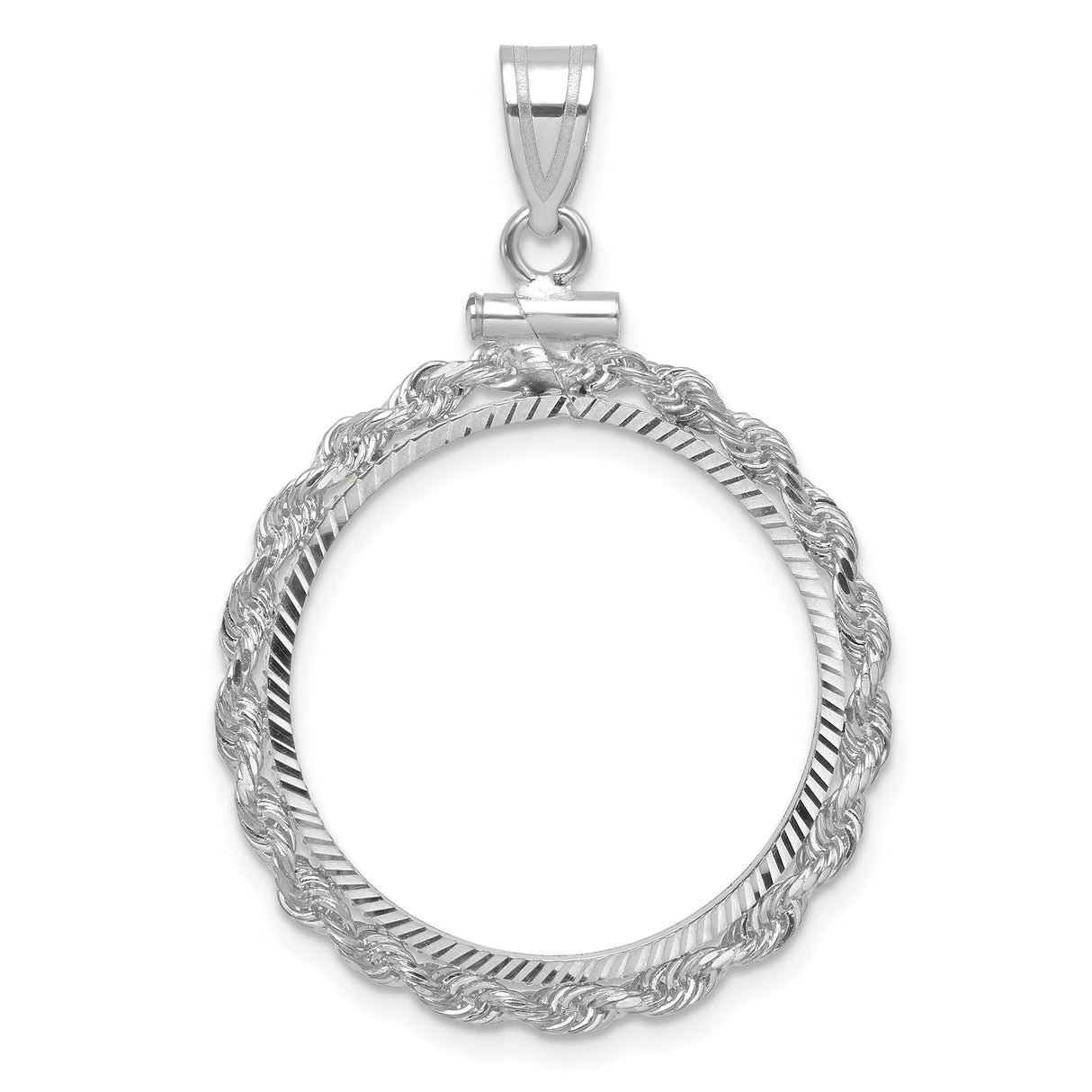 22 mm 14k White Gold coin bezel pendant for US $5 Liberty Head Half Eagle