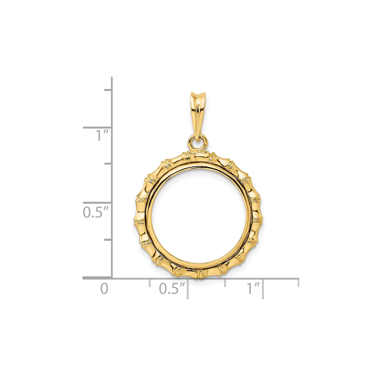18 mm 14k Yellow Gold coin bezel pendant for US $2.50 Liberty Head Quarter Eagle β size reference (ruler)