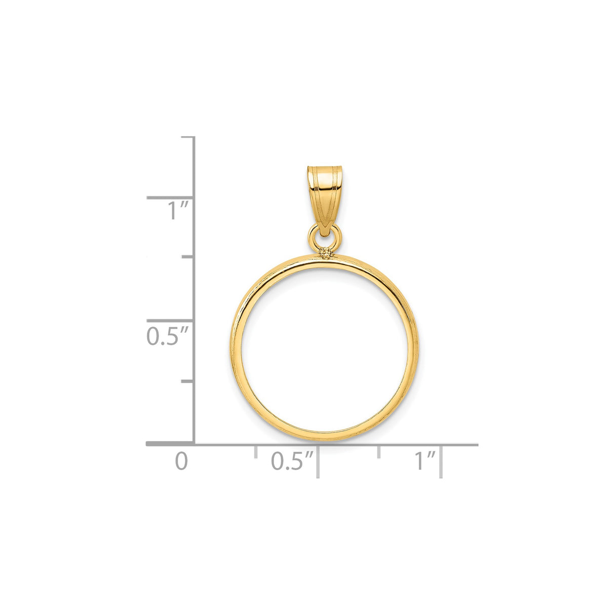 19 mm 14k Yellow Gold coin bezel pendant for US 1¢ Cent - Indian Head — size reference (ruler)