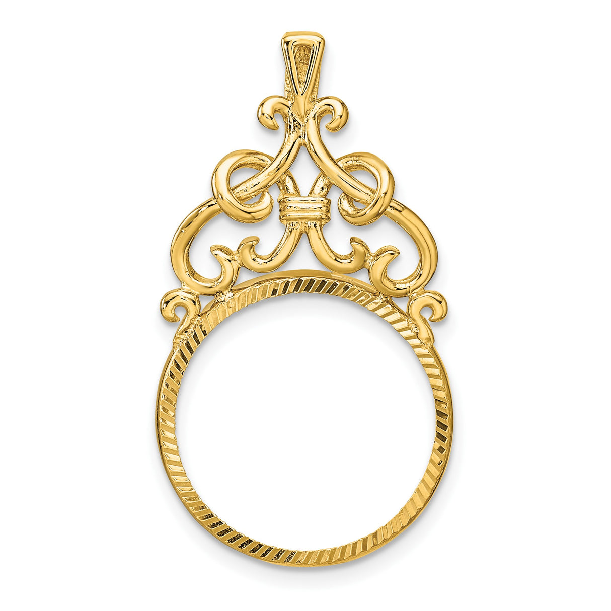 18 mm 14k Yellow Gold coin bezel pendant for US 10¢ Dime - Mercury