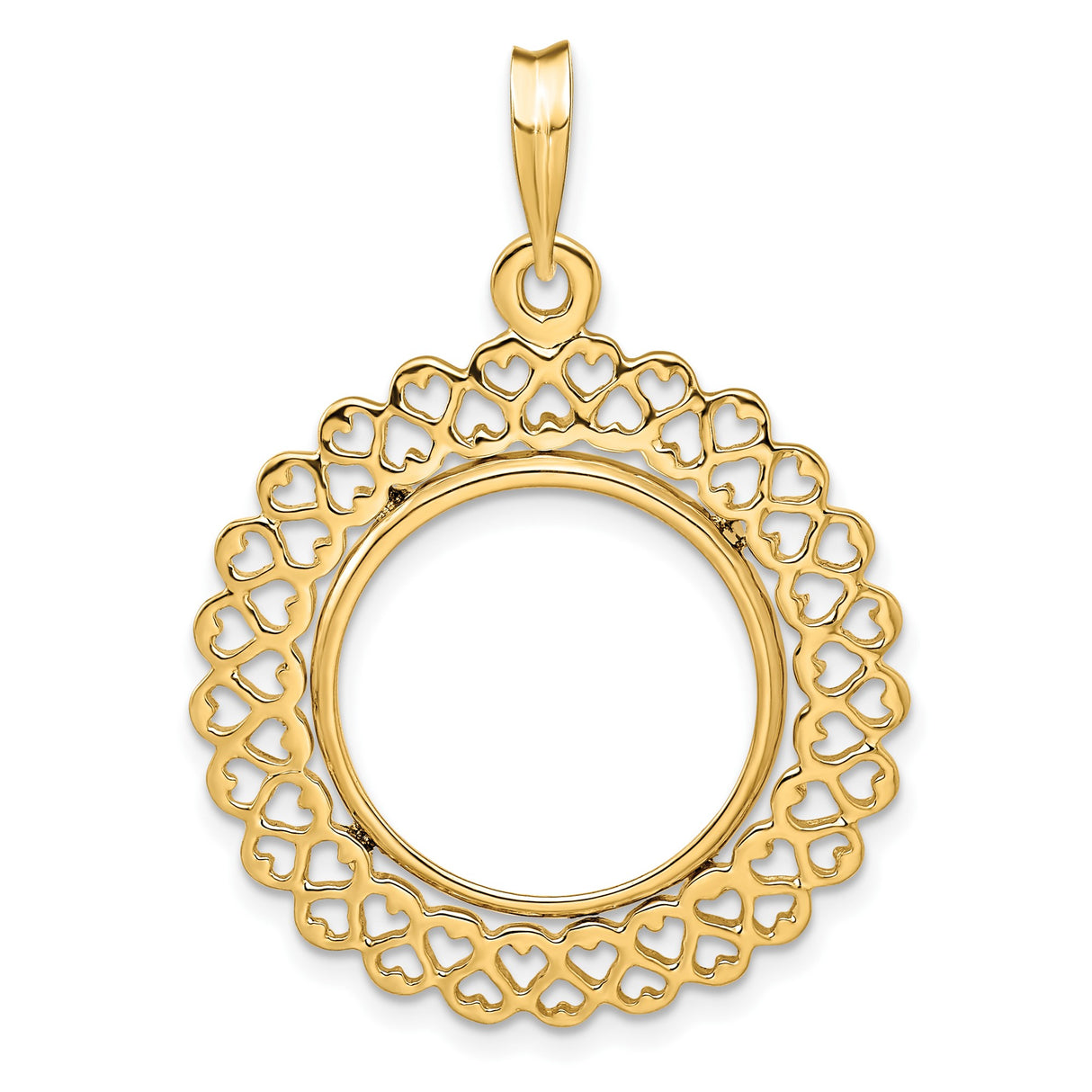 18 mm 14k Yellow Gold coin bezel pendant for US 10¢ Dime - Mercury