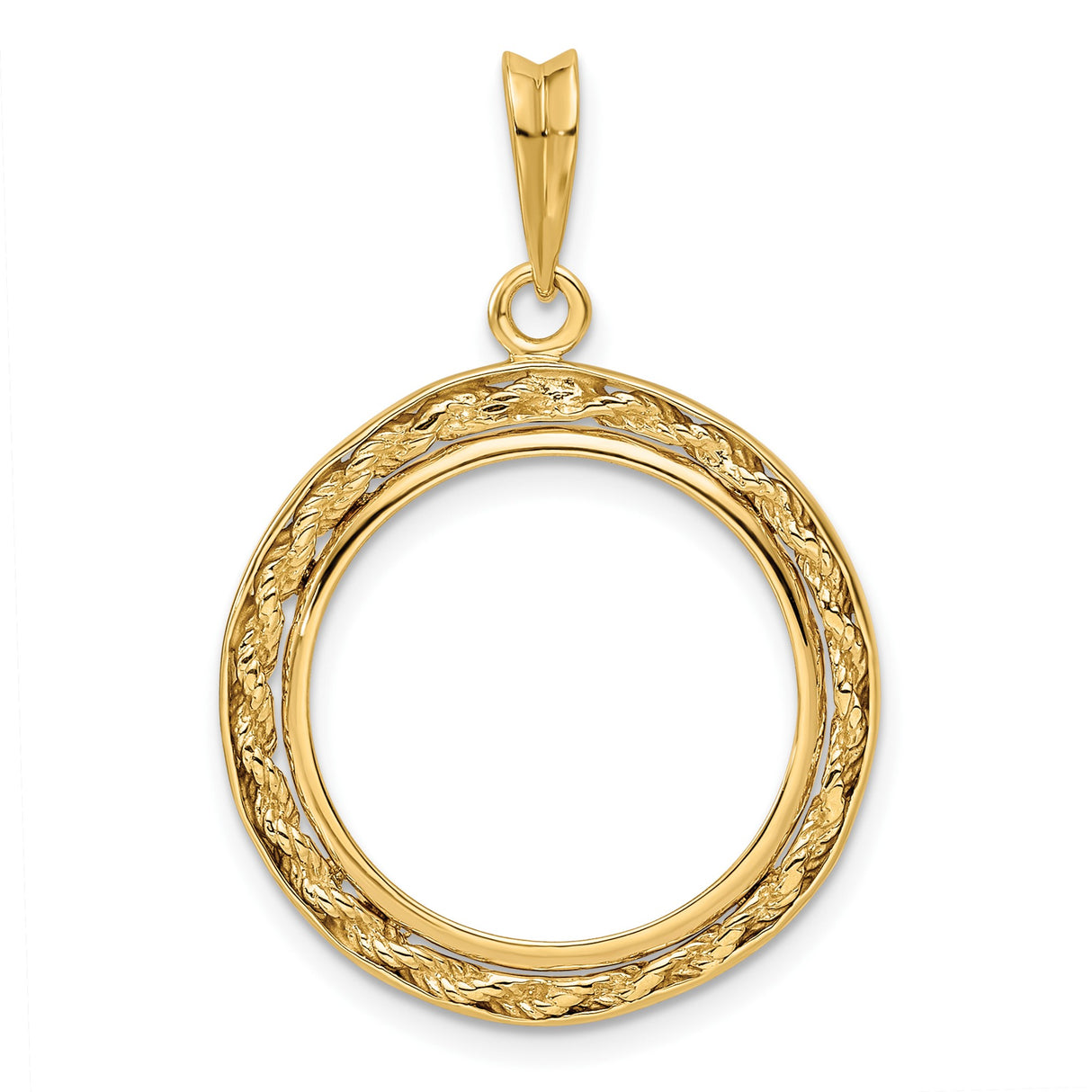 18 mm 14k Yellow Gold coin bezel pendant for US 10¢ Dime - Mercury