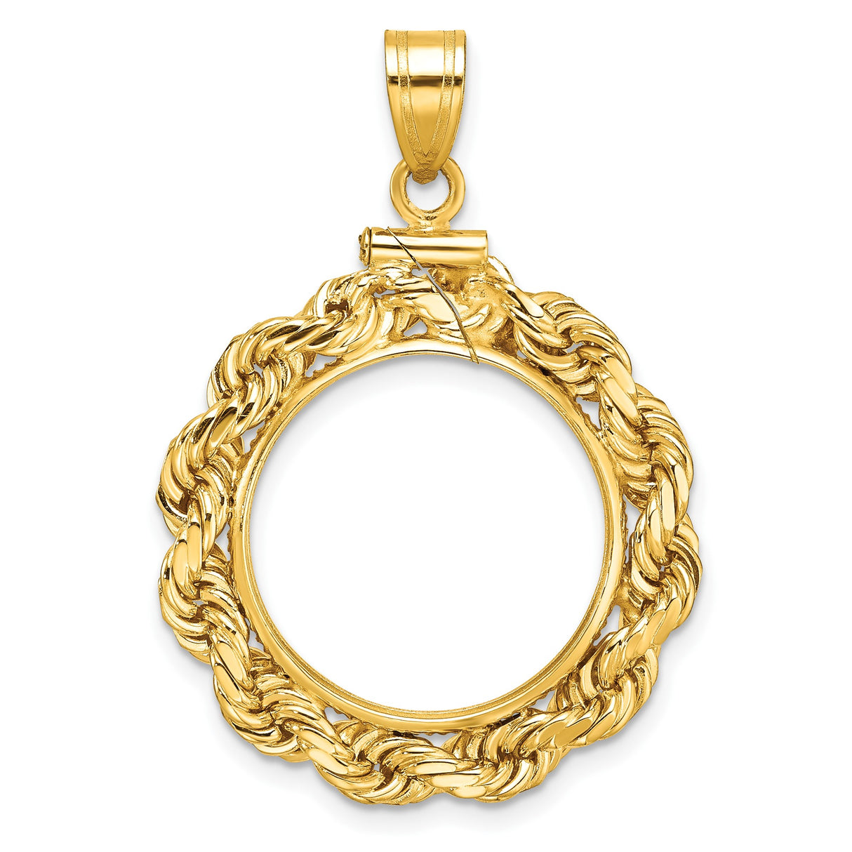 18 mm 14k Yellow Gold coin bezel pendant for US 10¢ Dime - Mercury