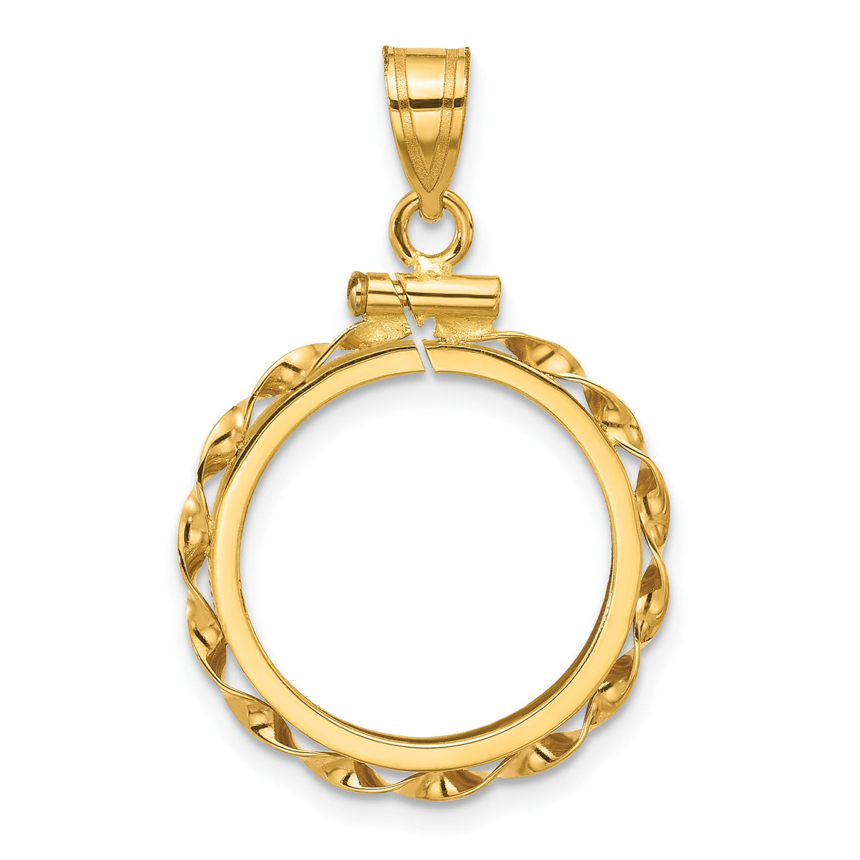 18 mm 14k Yellow Gold coin bezel pendant for US 10¢ Dime - Mercury