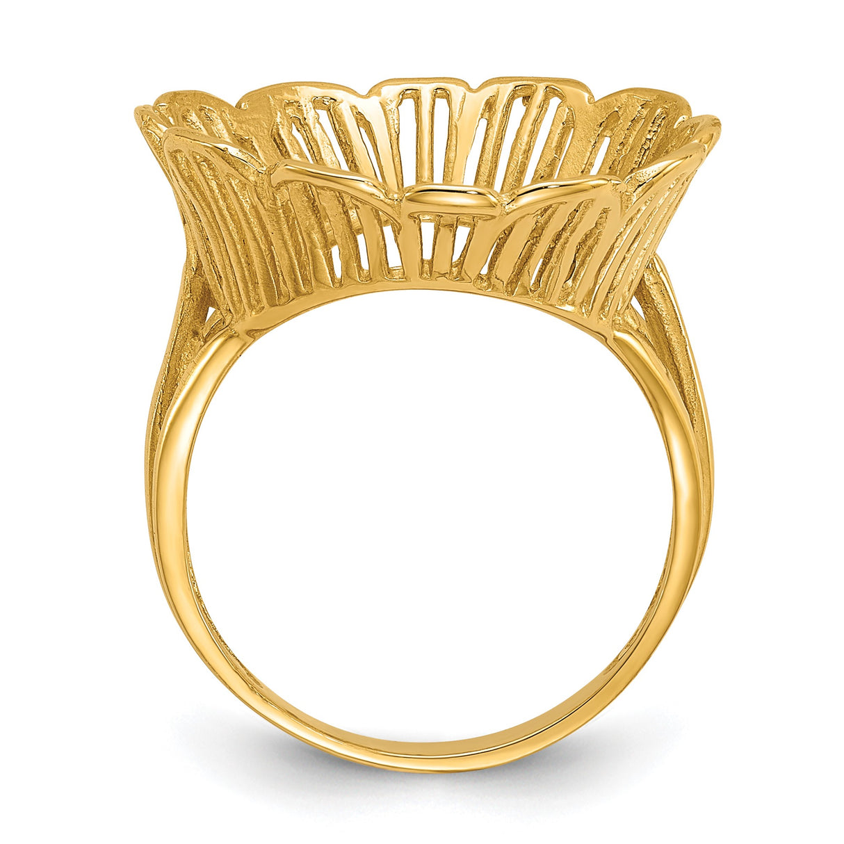 18 mm 14k Yellow Gold coin bezel ring for US 10¢ Dime - Mercury — alternate view