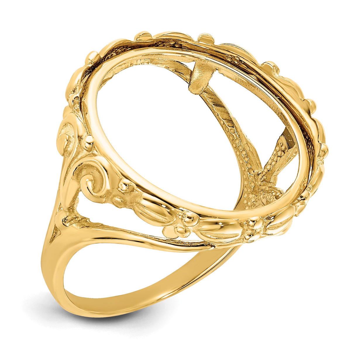 18 mm 14k Yellow Gold coin bezel ring for US 10¢ Dime - Mercury