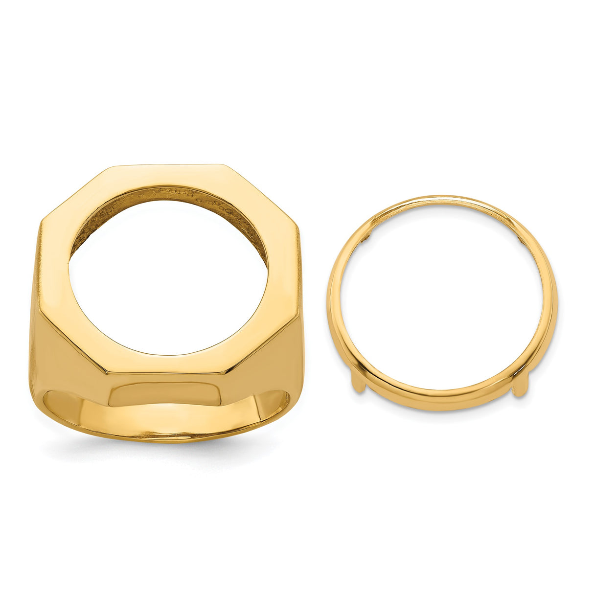 18 mm 14k Yellow Gold coin bezel ring for US 10¢ Dime - Mercury