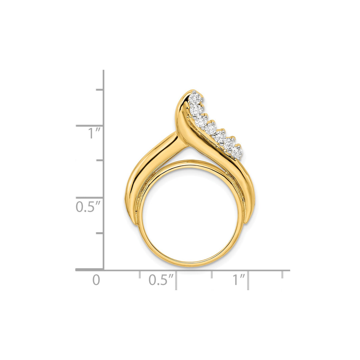 18 mm 14k Yellow Gold coin bezel pendant for US 10¢ Dime - Roosevelt — size reference (ruler)