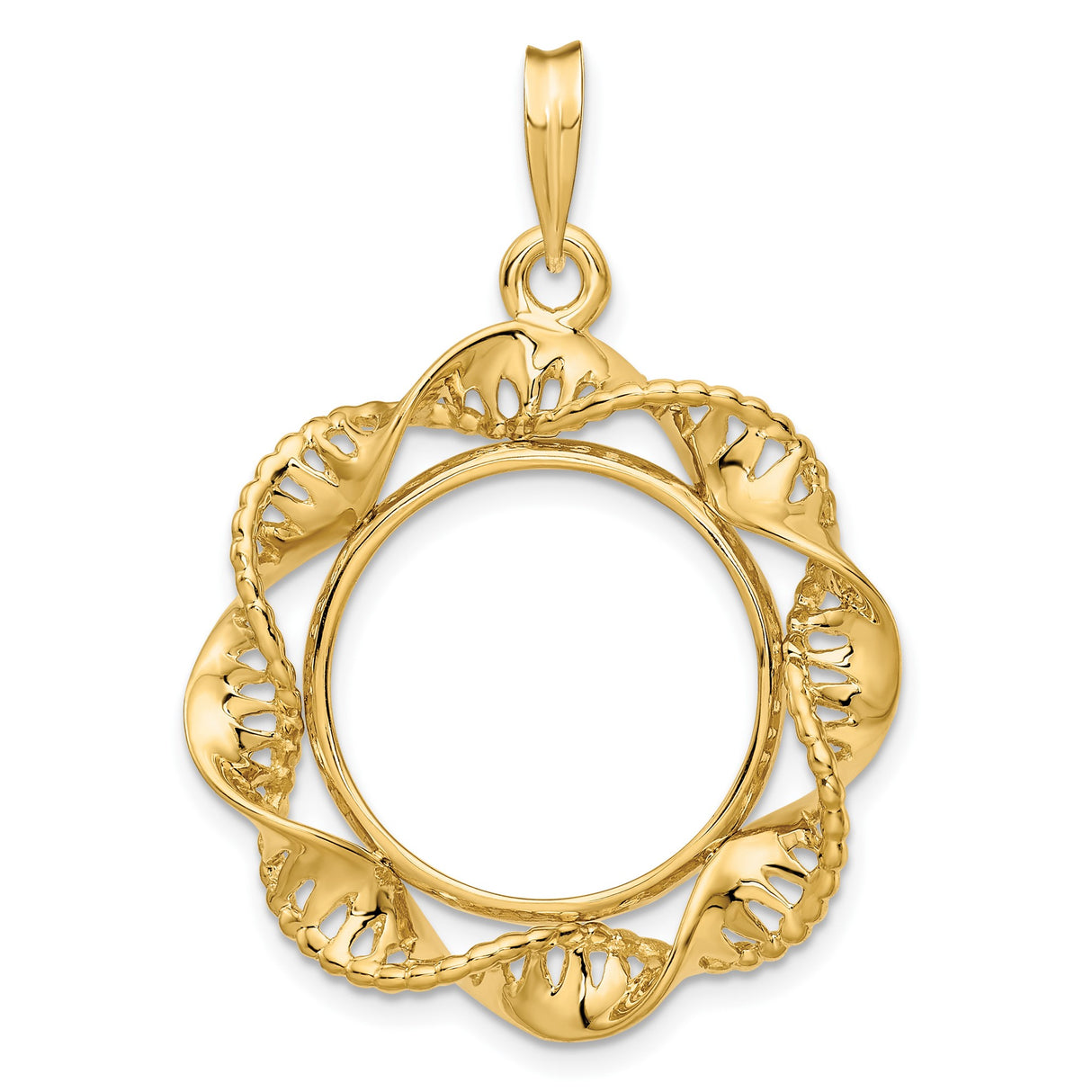 18 mm 14k Yellow Gold coin bezel pendant for US 10¢ Dime - Roosevelt