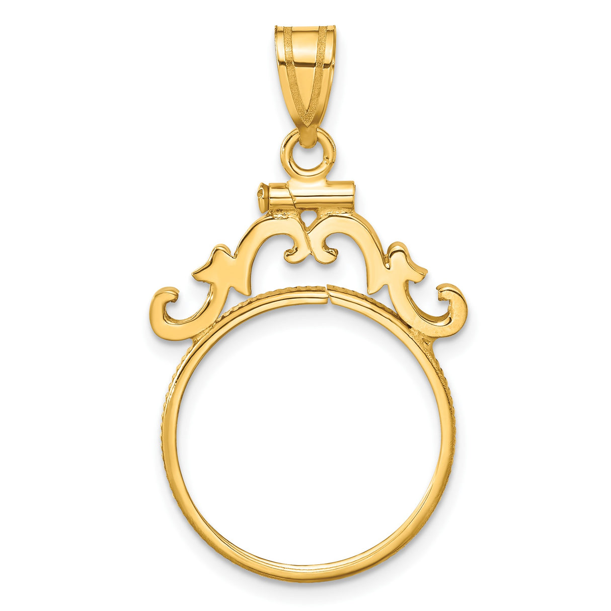18 mm 14k Yellow Gold coin bezel pendant for US 10¢ Dime - Roosevelt