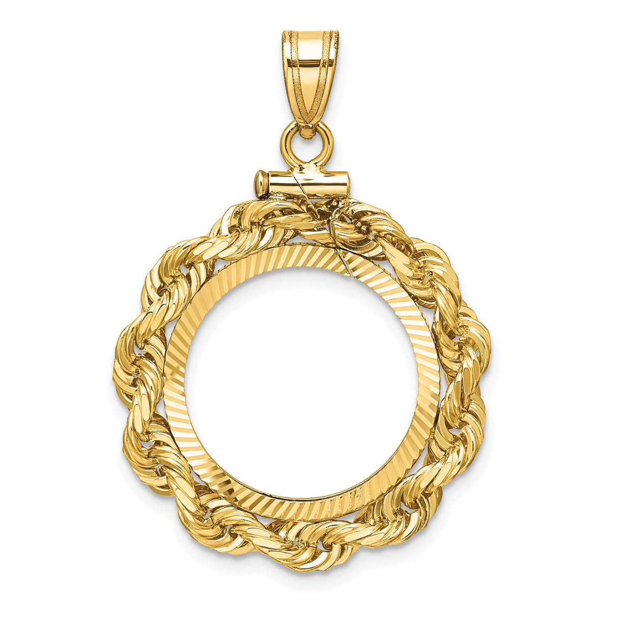 18 mm 14k Yellow Gold coin bezel pendant for US 10¢ Dime - Roosevelt