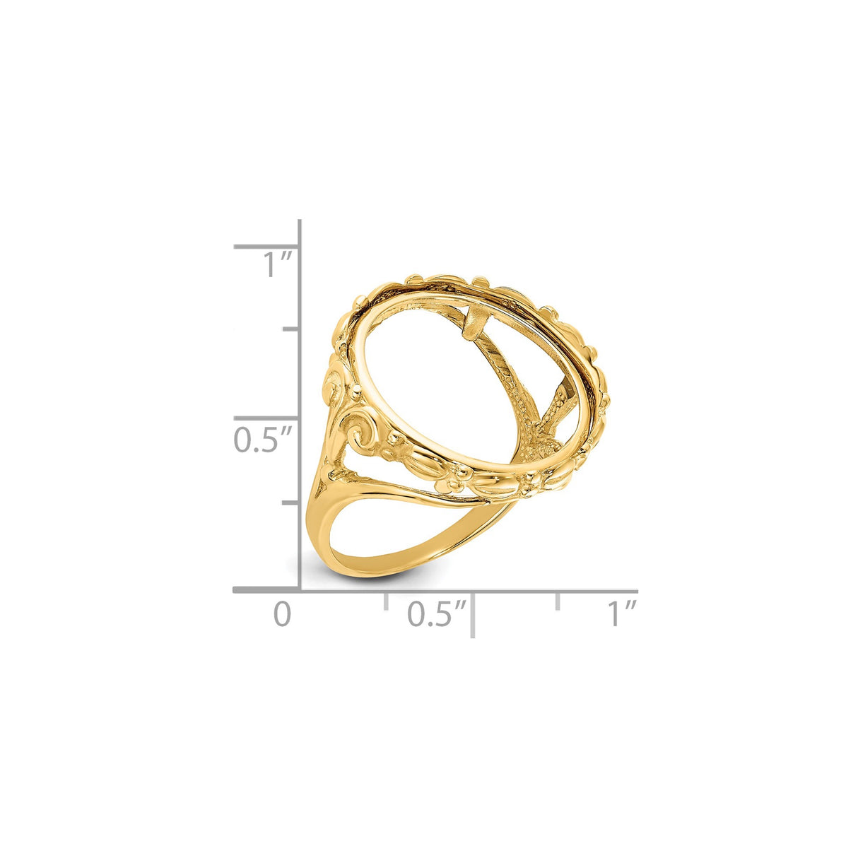 18 mm 14k Yellow Gold coin bezel ring for US 10¢ Dime - Roosevelt — size reference (ruler)