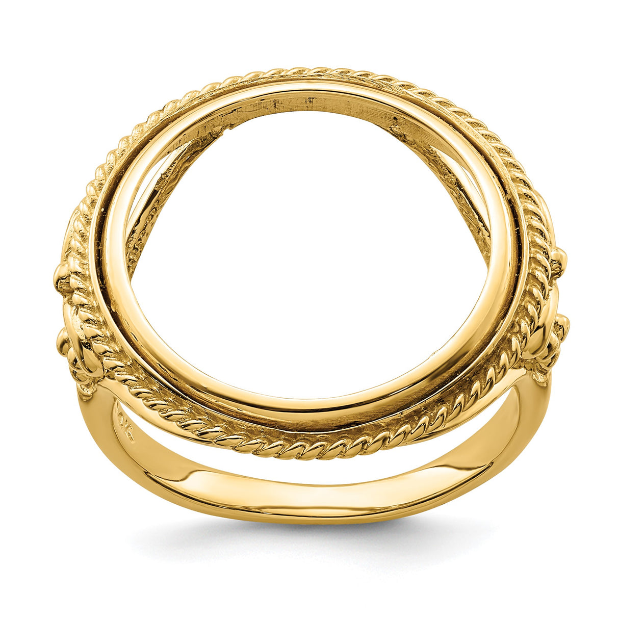 18 mm 14k Yellow Gold coin bezel ring for US 10¢ Dime - Roosevelt — additional image