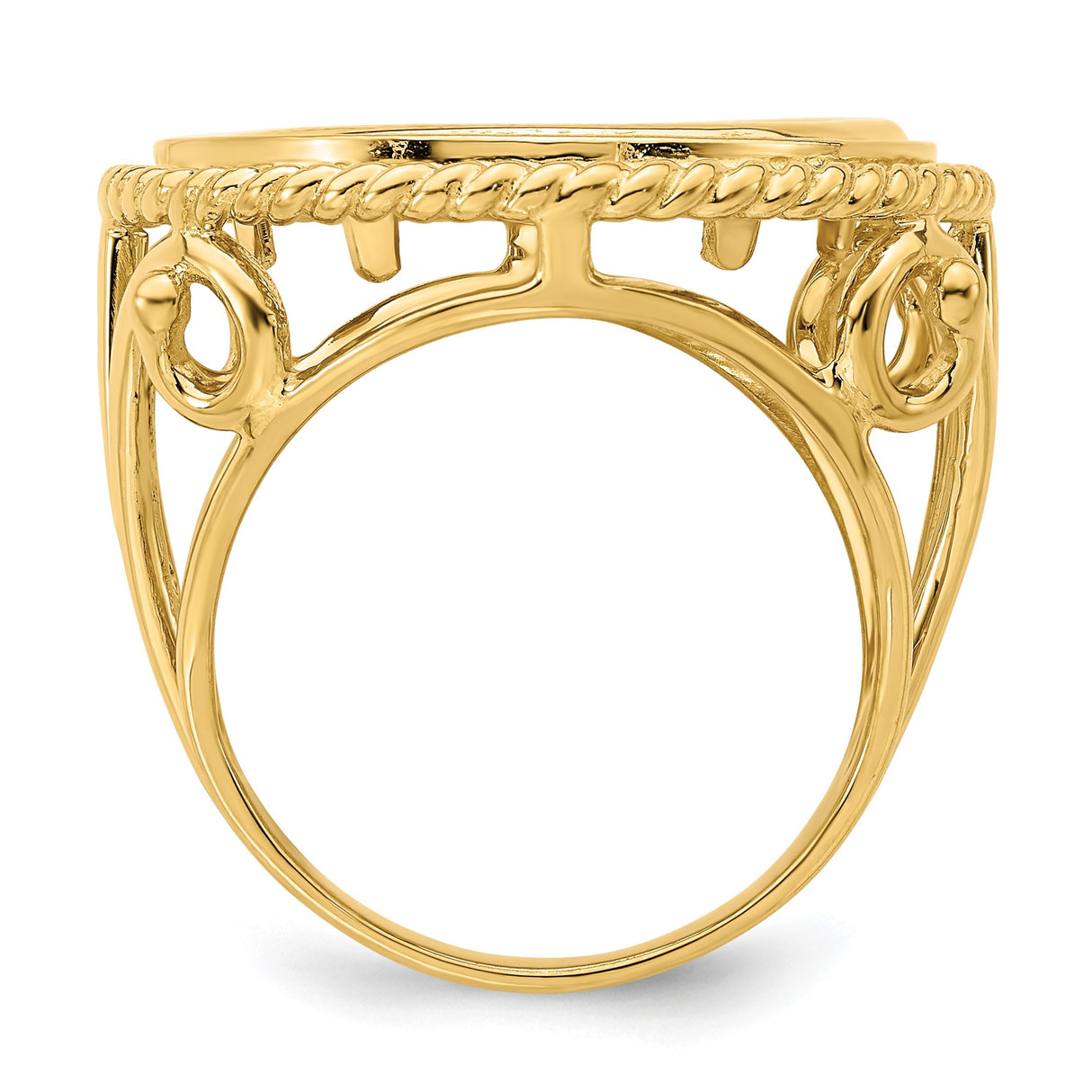 18 mm 14k Yellow Gold coin bezel ring for US 10¢ Dime - Roosevelt — alternate view