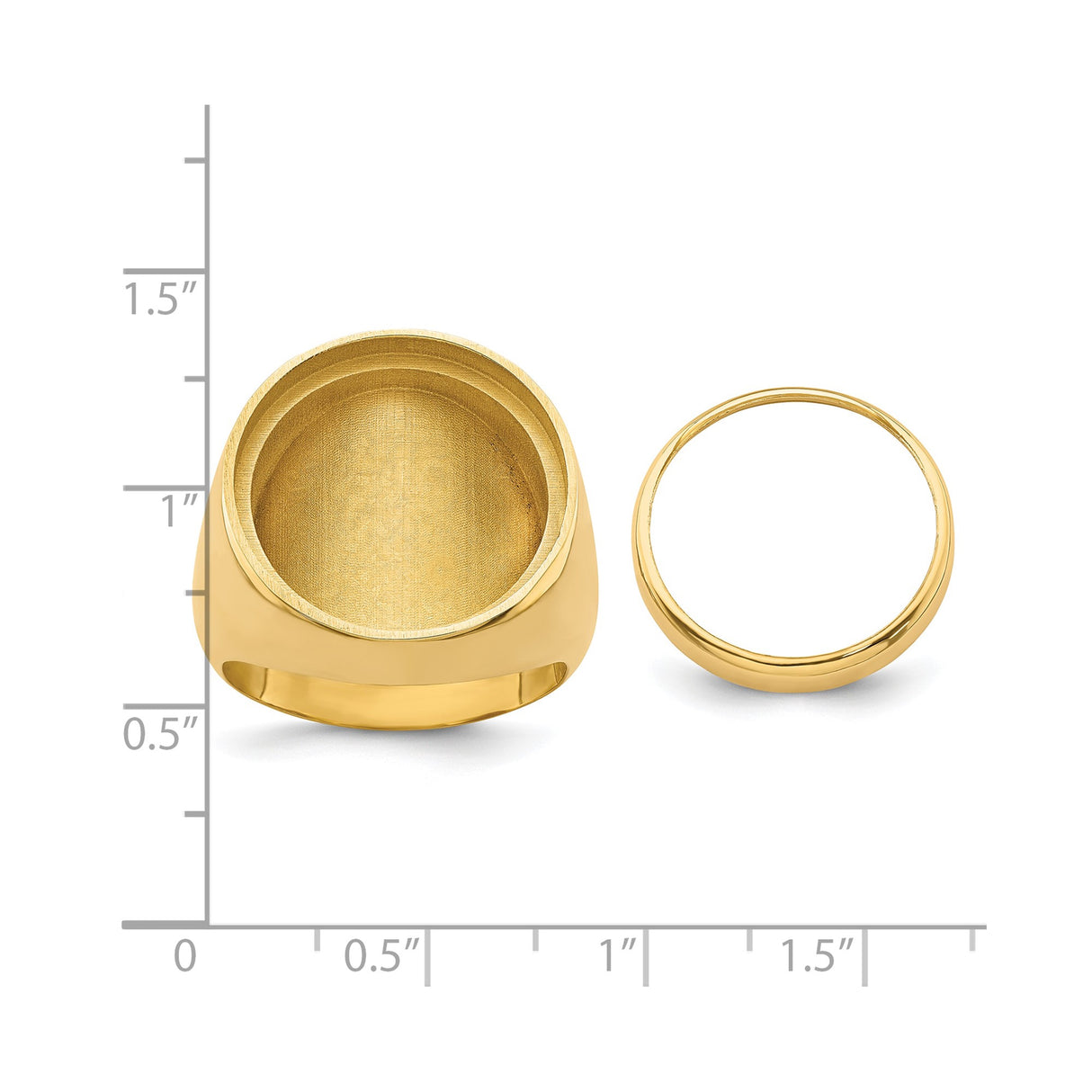 18 mm 14k Yellow Gold coin bezel ring for US 10¢ Dime - Roosevelt — size reference (ruler)