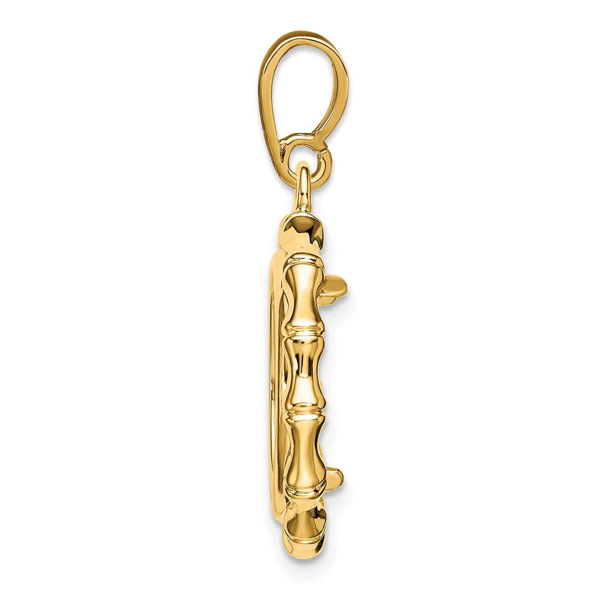 14 mm 14k Yellow Gold coin bezel pendant for US 3¢ Trime Three Cent Silver — alternate view