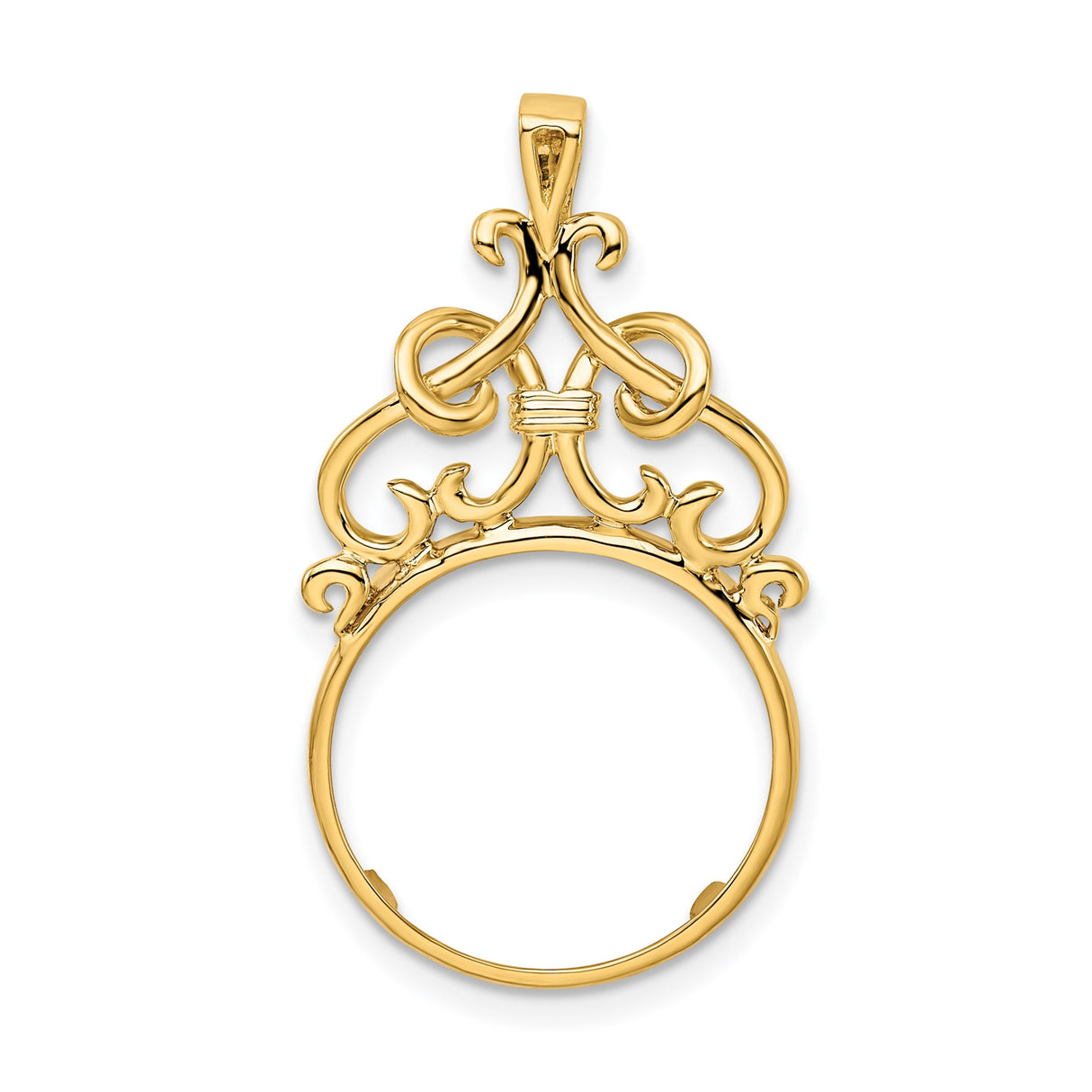 14 mm 14k Yellow Gold coin bezel pendant for US 3¢ Trime Three Cent Silver