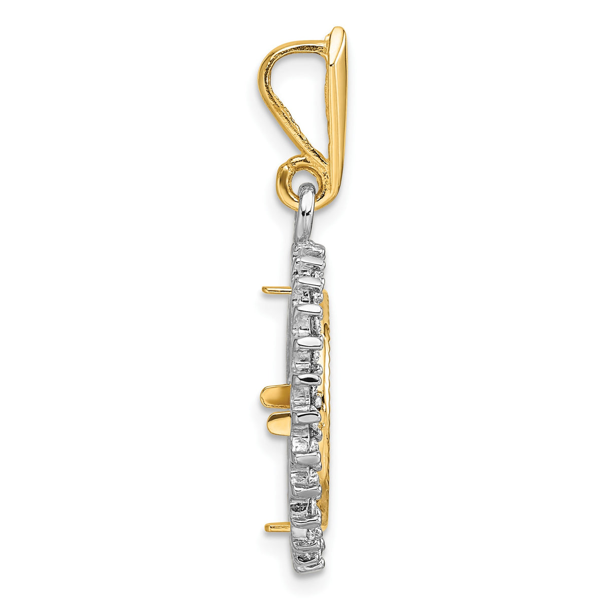 14 mm 14k Multi-Tone Gold coin bezel pendant for US 3¢ Trime Three Cent Silver — alternate view