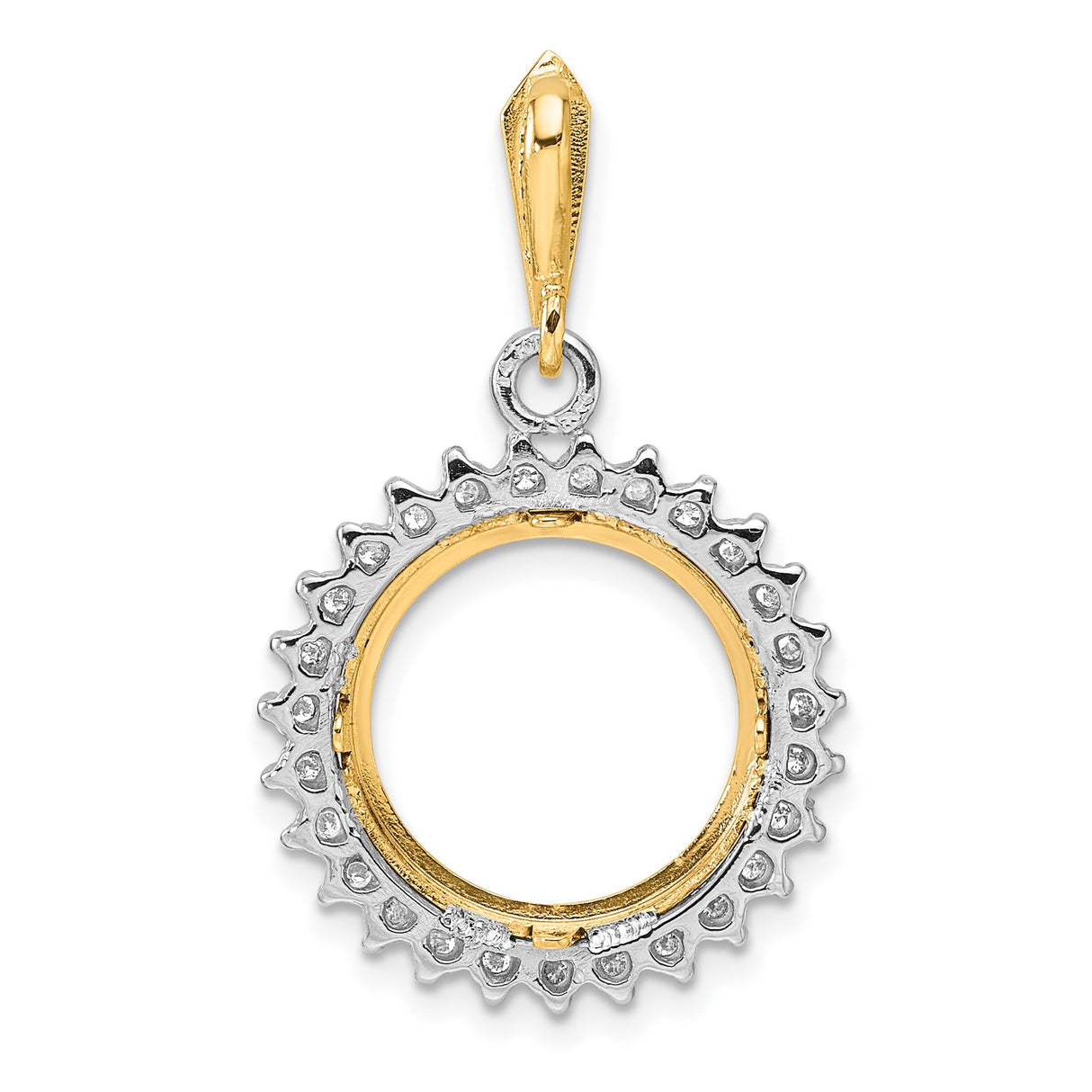 14 mm 14k Multi-Tone Gold coin bezel pendant for US 3¢ Trime Three Cent Silver — additional image