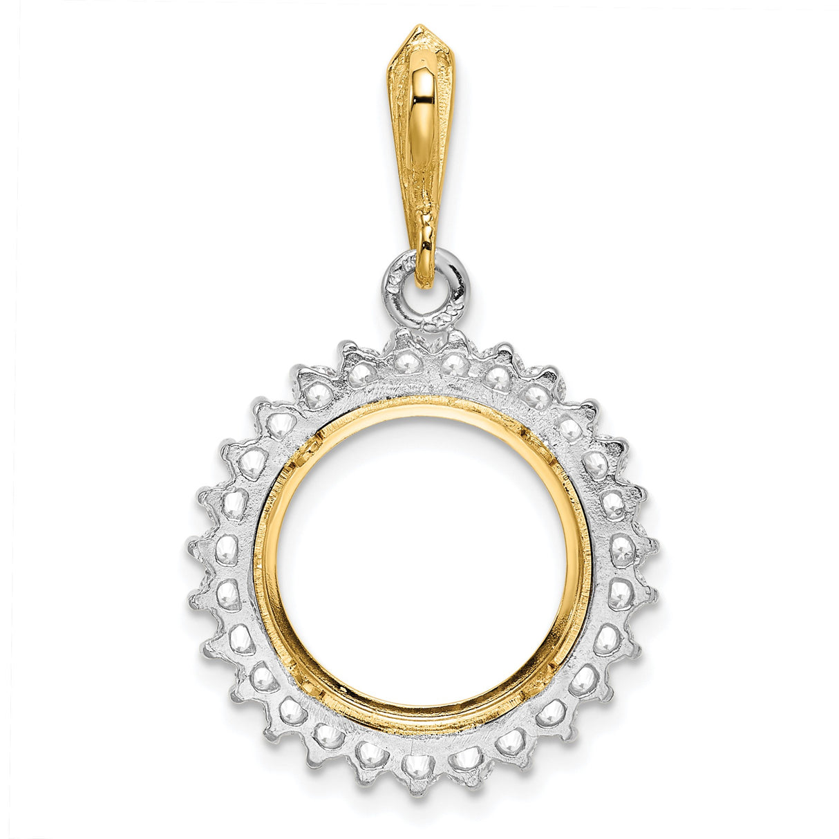 14 mm 14k Multi-Tone Gold coin bezel pendant for US 3¢ Trime Three Cent Silver — additional image