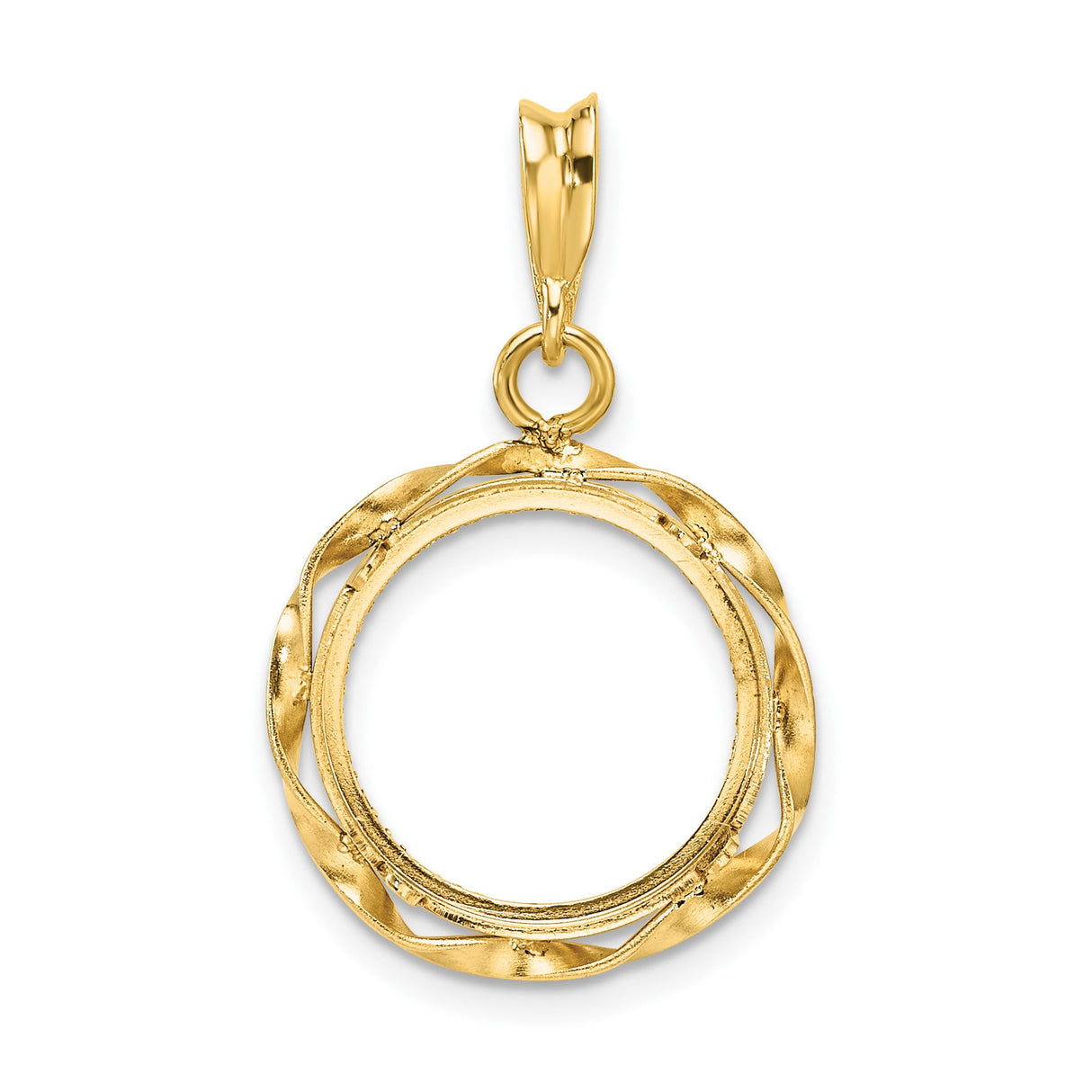 14 mm 14k Yellow Gold coin bezel pendant for US 3¢ Trime Three Cent Silver — additional image