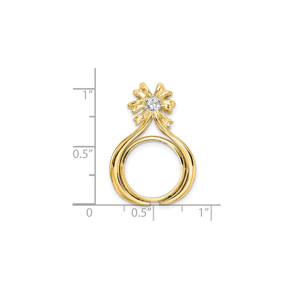 14 mm 14k Multi-Tone Gold coin bezel pendant for US 3¢ Trime Three Cent Silver — size reference (ruler)