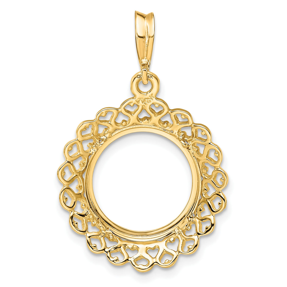 14 mm 14k Yellow Gold coin bezel pendant for US 3¢ Trime Three Cent Silver — additional image