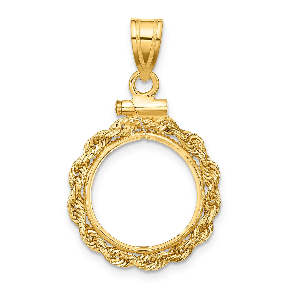 14 mm 10k Yellow Gold coin bezel pendant for US 3¢ Trime Three Cent Silver