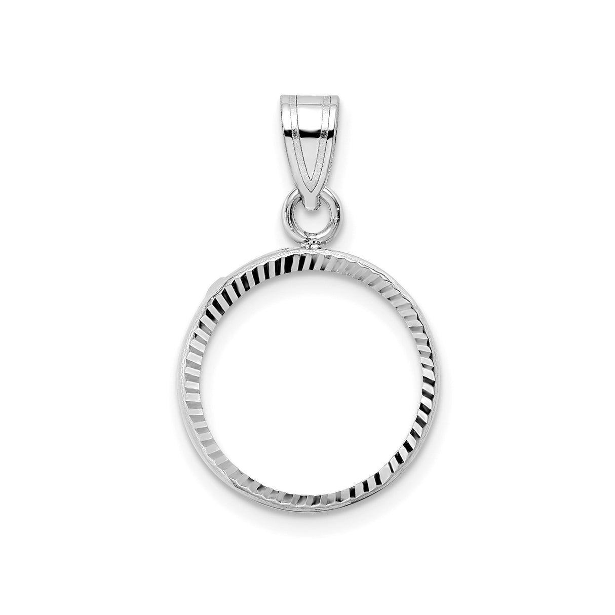 14 mm 14k White Gold coin bezel pendant for US 3¢ Trime Three Cent Silver