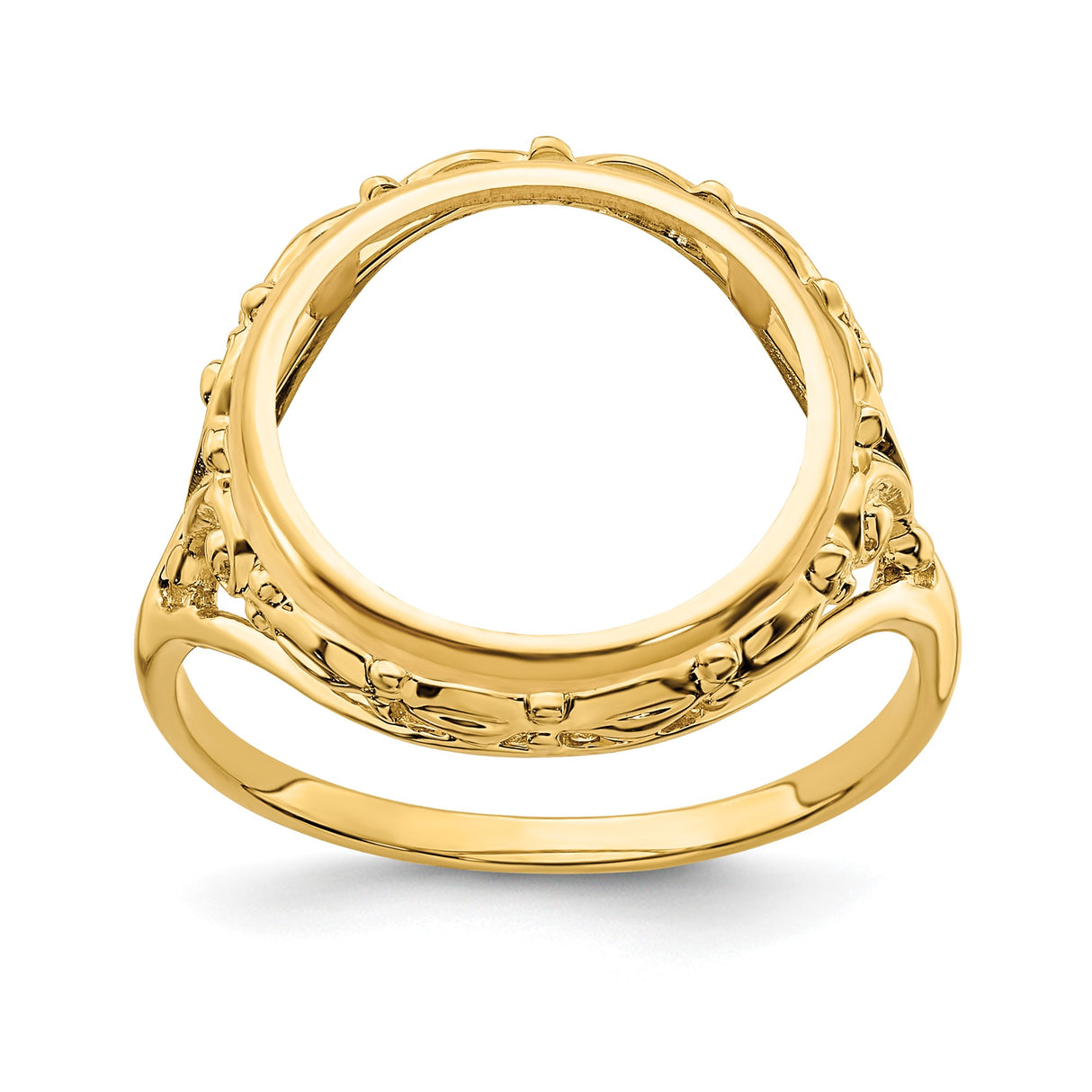 14 mm 14k Yellow Gold coin bezel ring for US 3¢ Trime Three Cent Silver — additional image