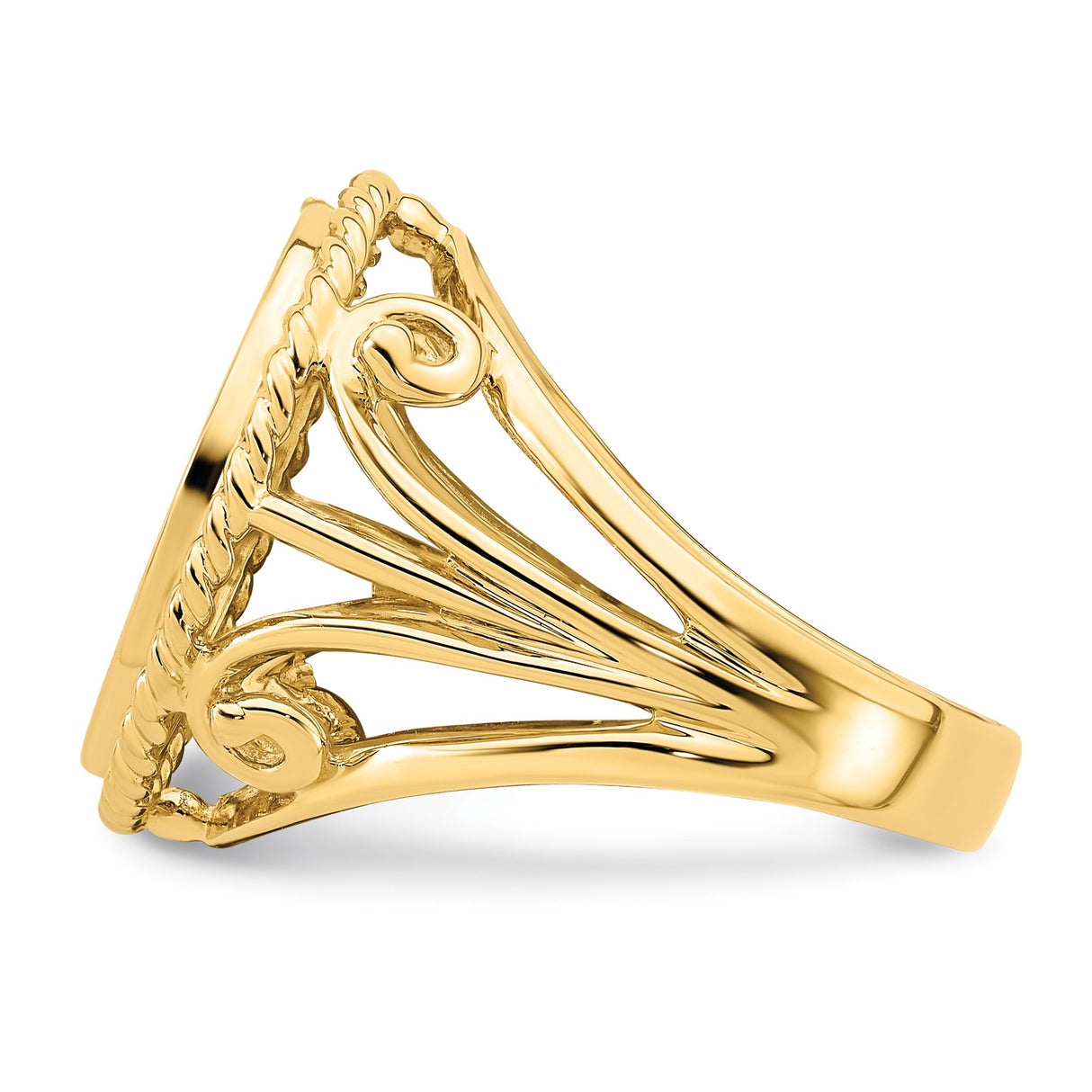 14 mm 14k Yellow Gold coin bezel ring for US 3¢ Trime Three Cent Silver — additional image