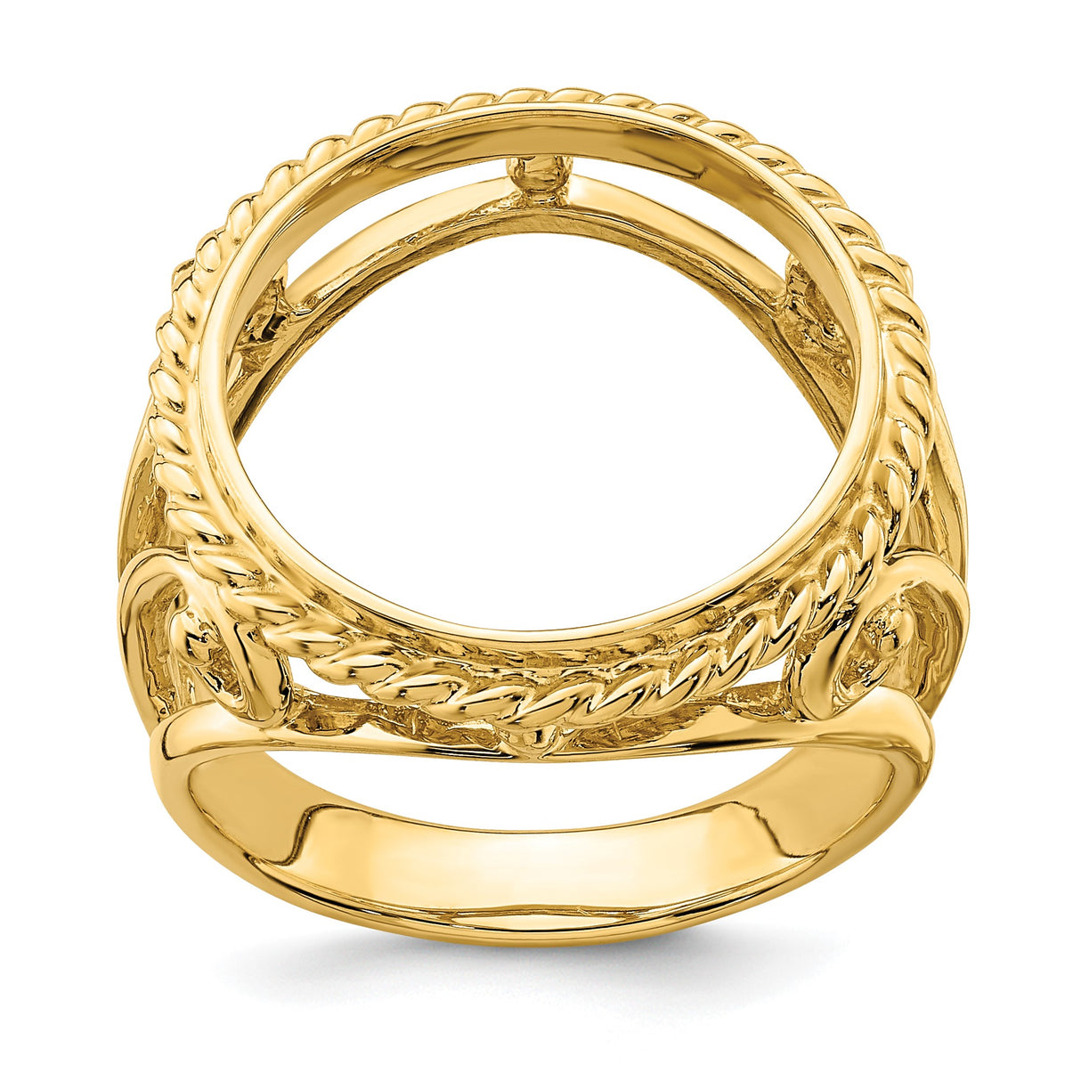 14 mm 14k Yellow Gold coin bezel ring for US 3¢ Trime Three Cent Silver — additional image