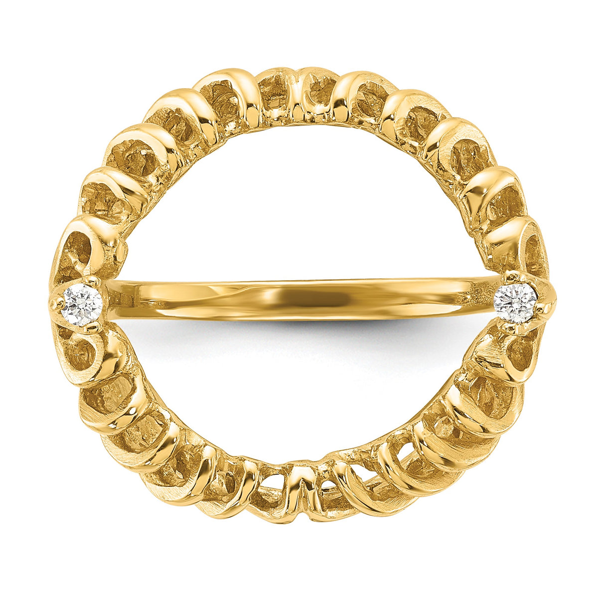 14 mm 14k Yellow Gold coin bezel ring for US 3¢ Trime Three Cent Silver — additional image