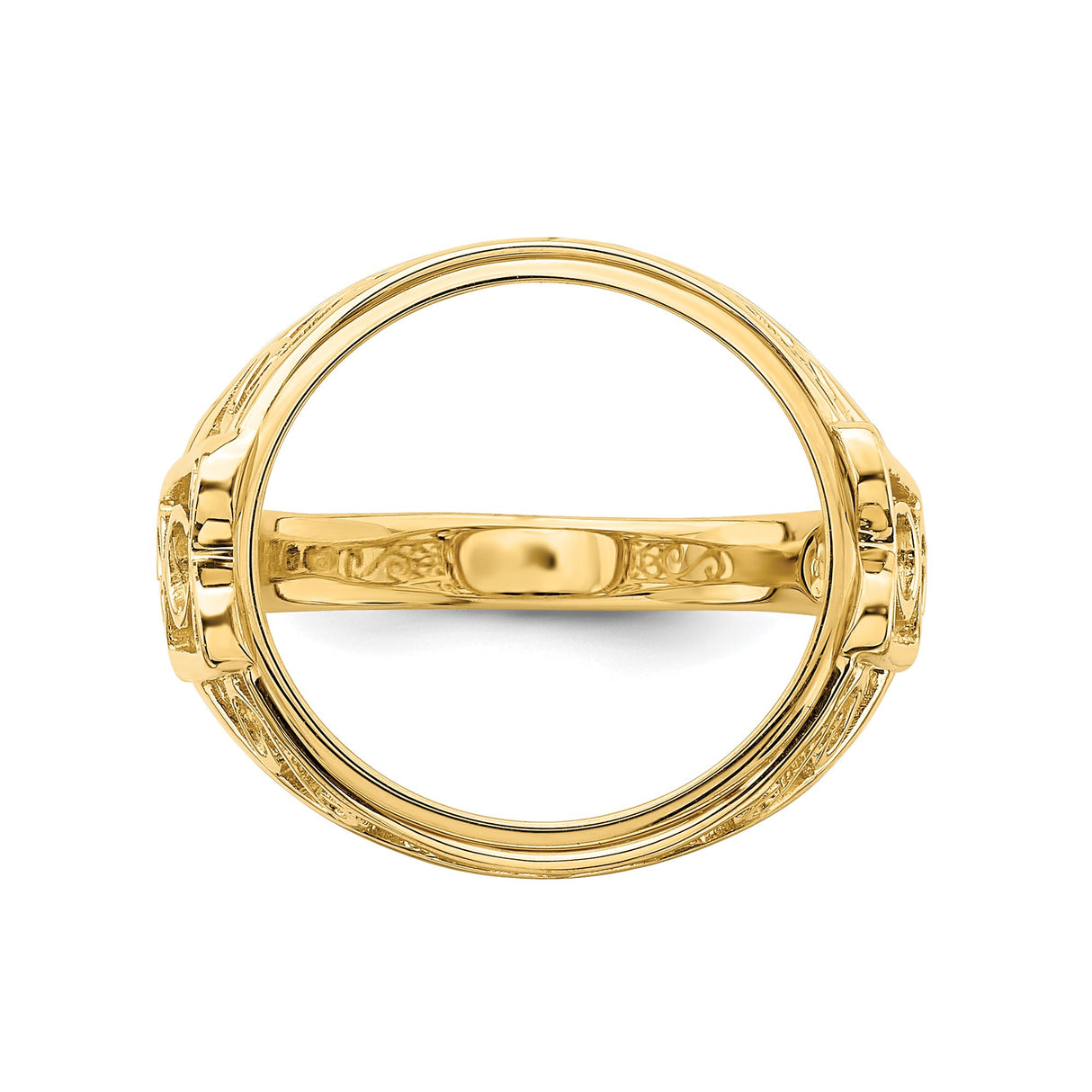 14 mm 14k Yellow Gold coin bezel ring for US 3¢ Trime Three Cent Silver — additional image